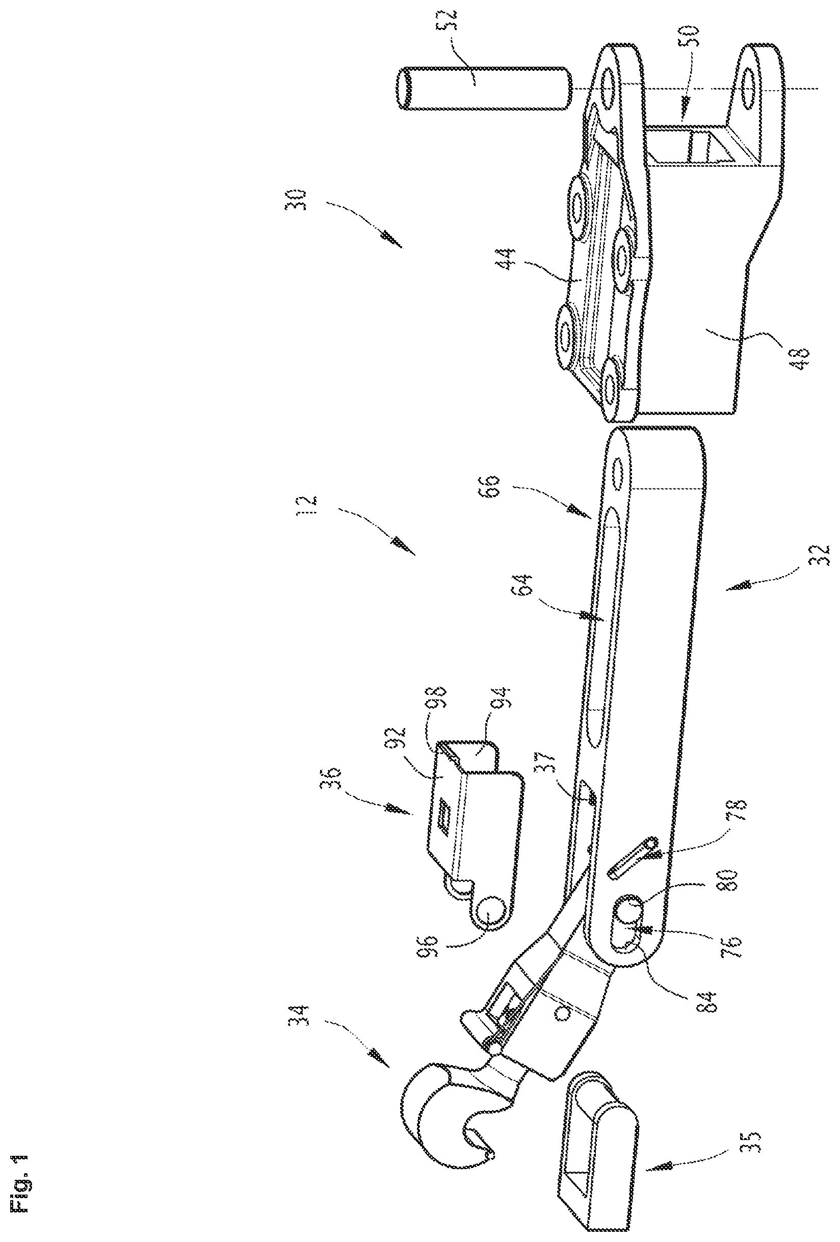Patent US12326021 Figure 1 – Hook latch for aircraft panel