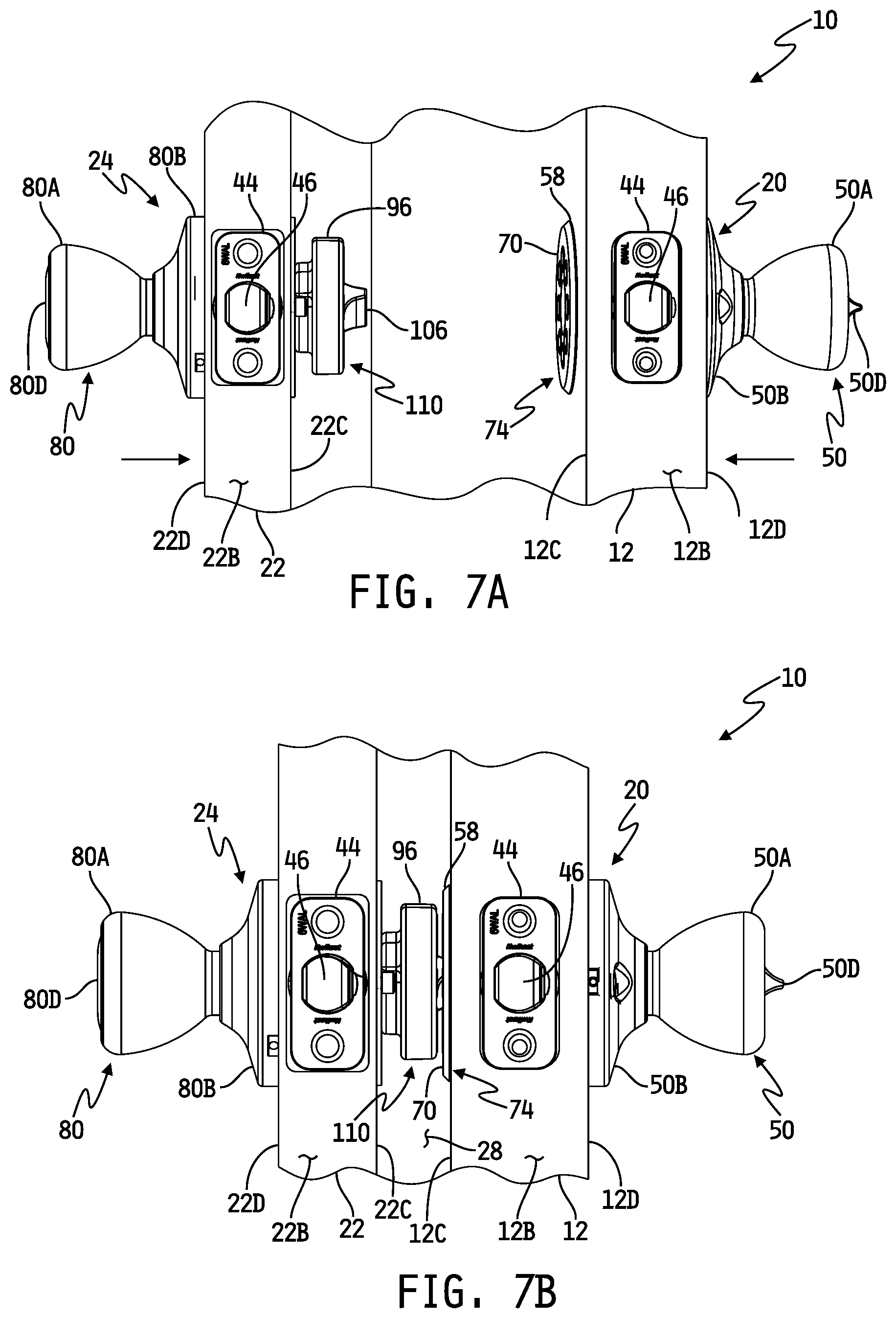 Patent US12326022 Figure 7 – Door assembly for selectively interlocking opposing doors