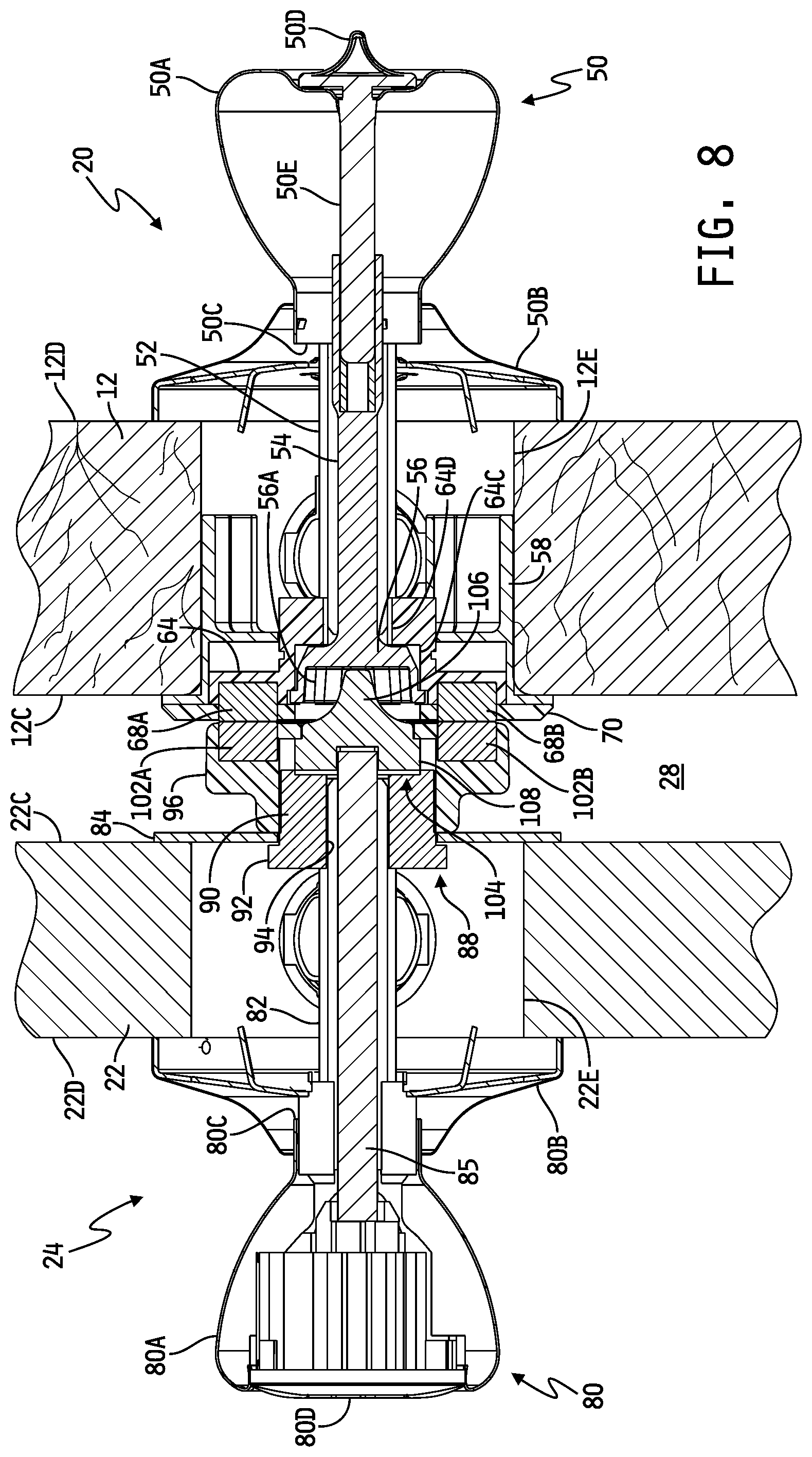 Patent US12326022 Figure 8 – Door assembly for selectively interlocking opposing doors