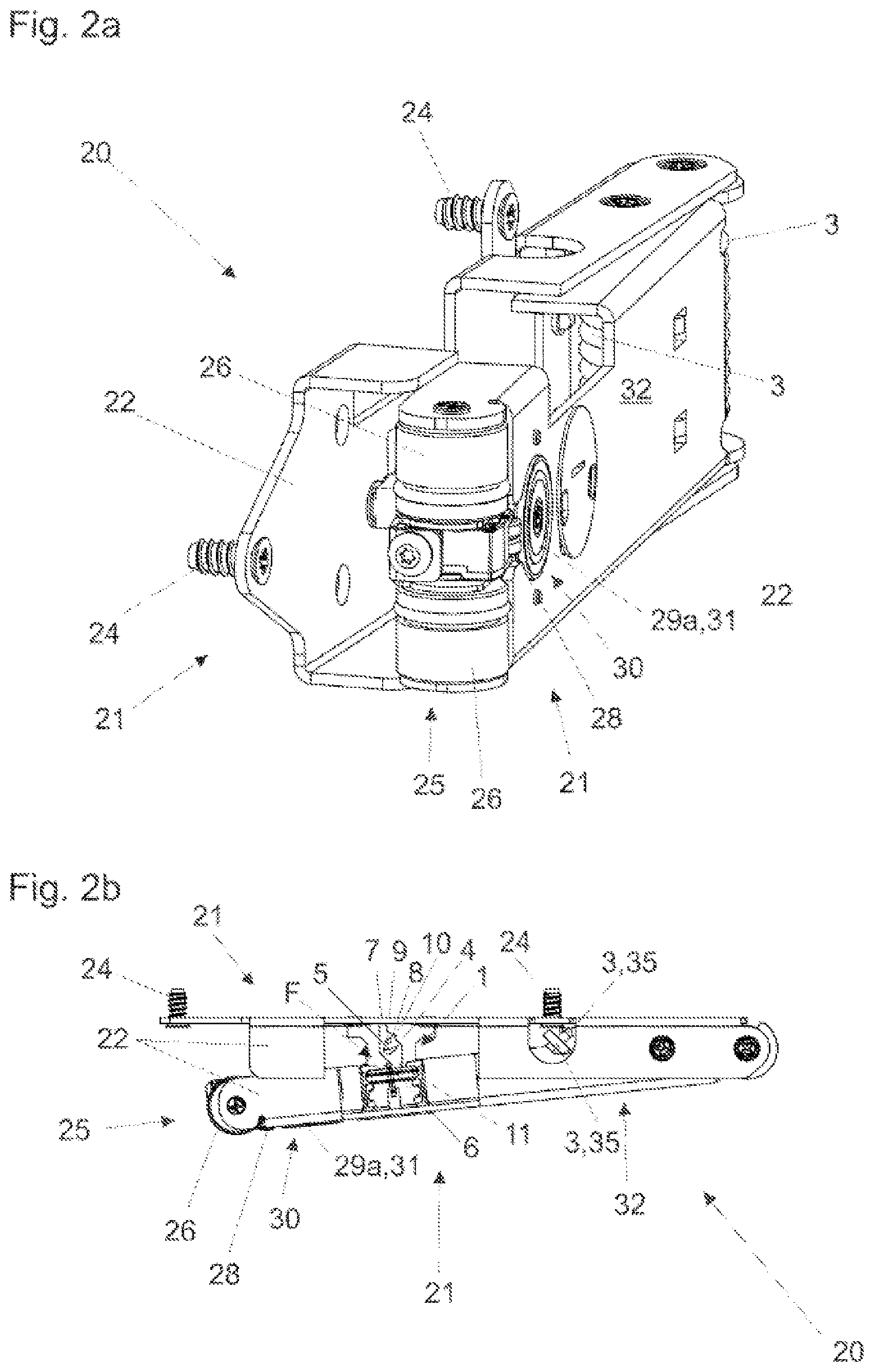Patent US12326023 Figure 2 – Locking device for releasably locking two furniture parts that can move relative to one another