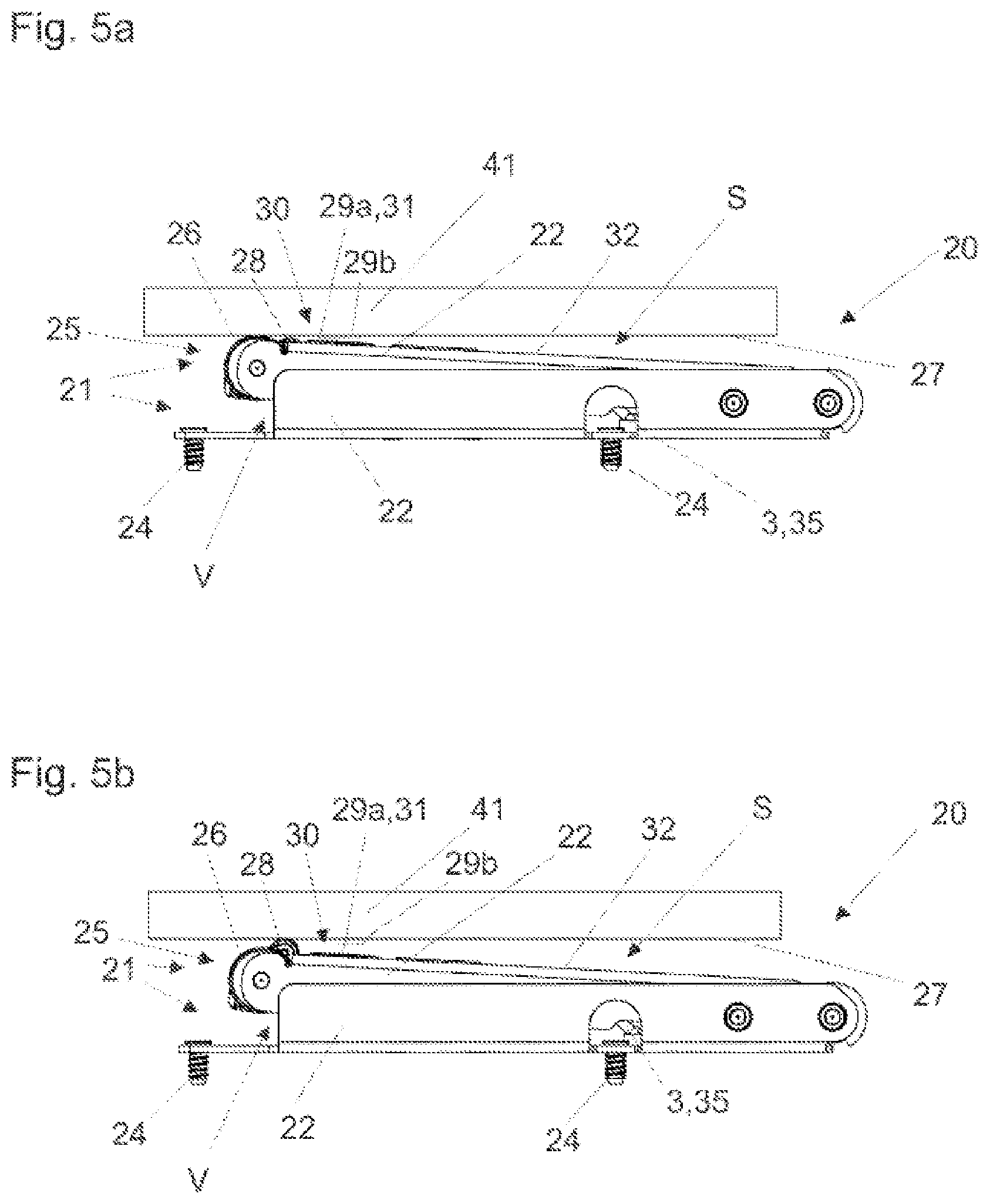 Patent US12326023 Figure 5 – Locking device for releasably locking two furniture parts that can move relative to one another