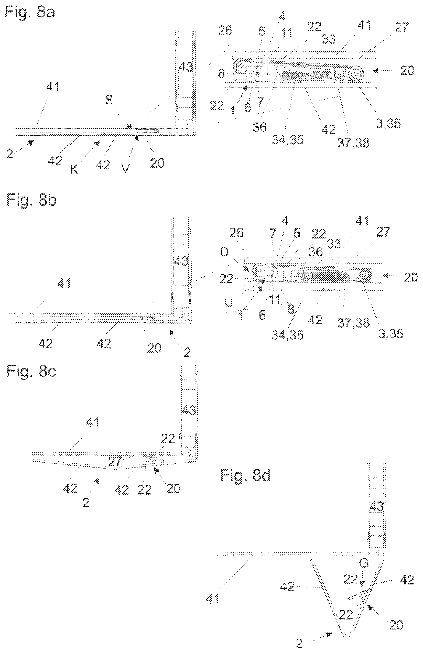 Patent US12326023 Figure 8 – Locking device for releasably locking two furniture parts that can move relative to one another