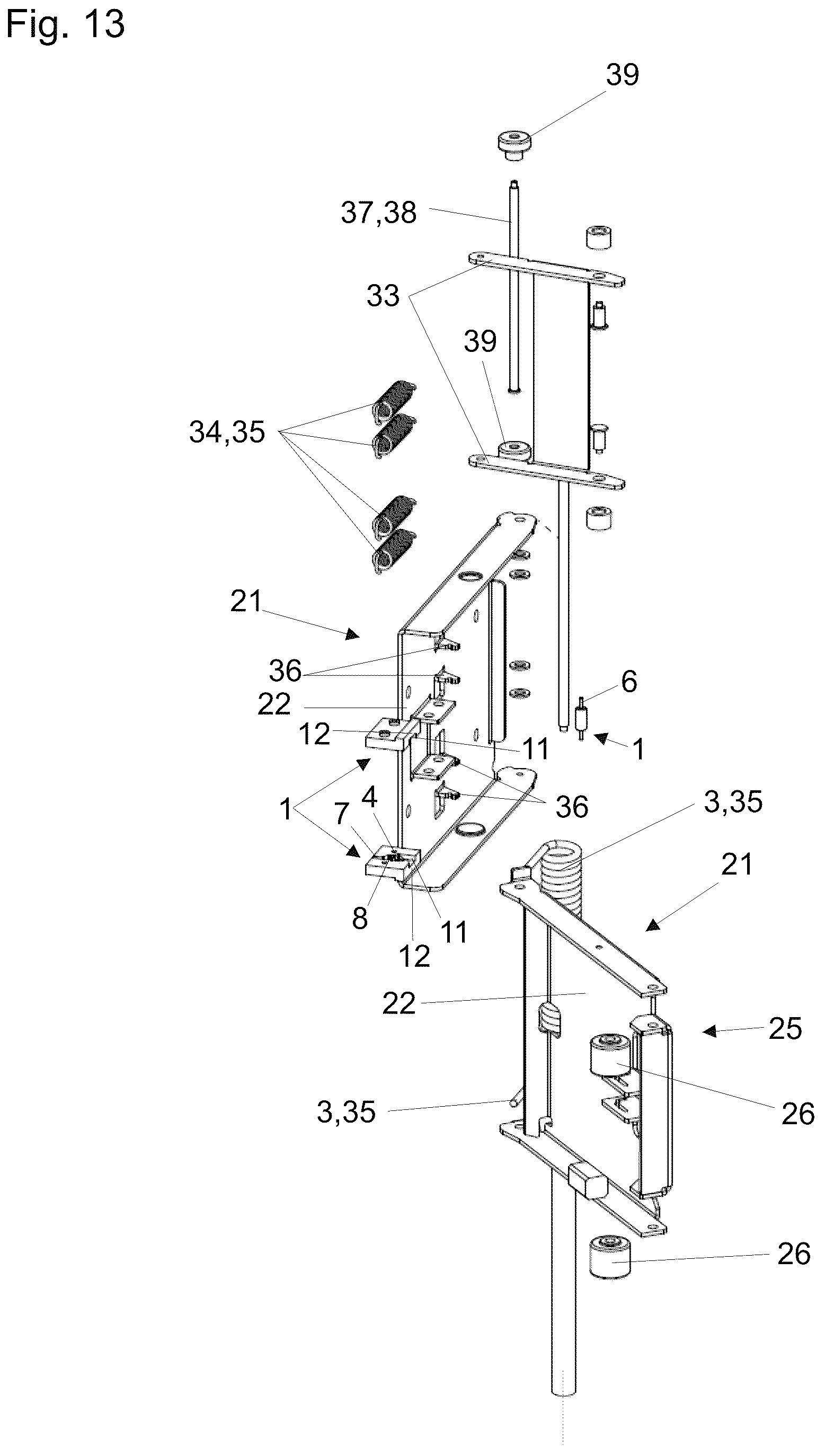 Patent US12326023 Figure 13 – Locking device for releasably locking two furniture parts that can move relative to one another
