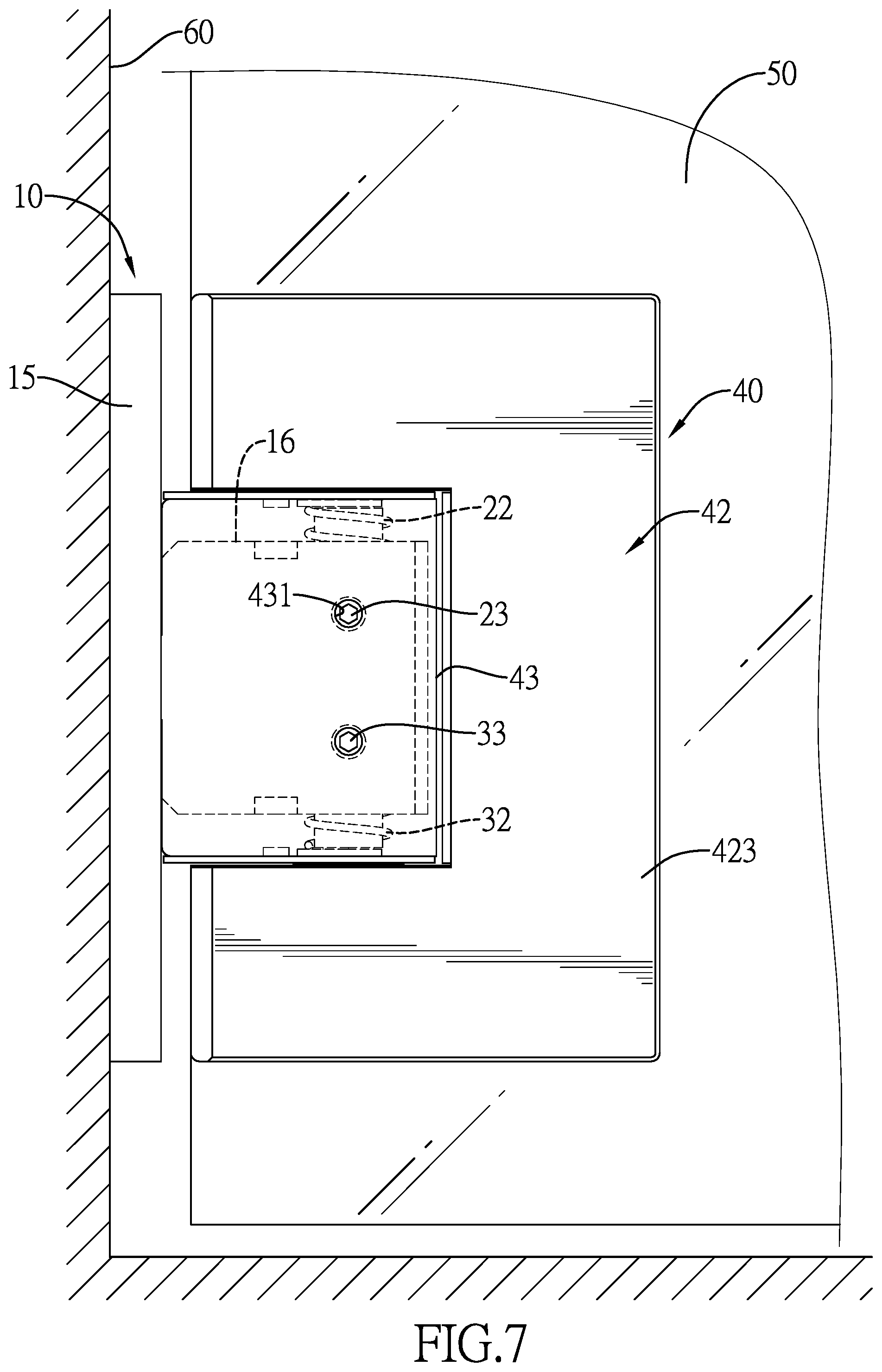 Patent US12326024 Figure 7 – Hinge mechanism