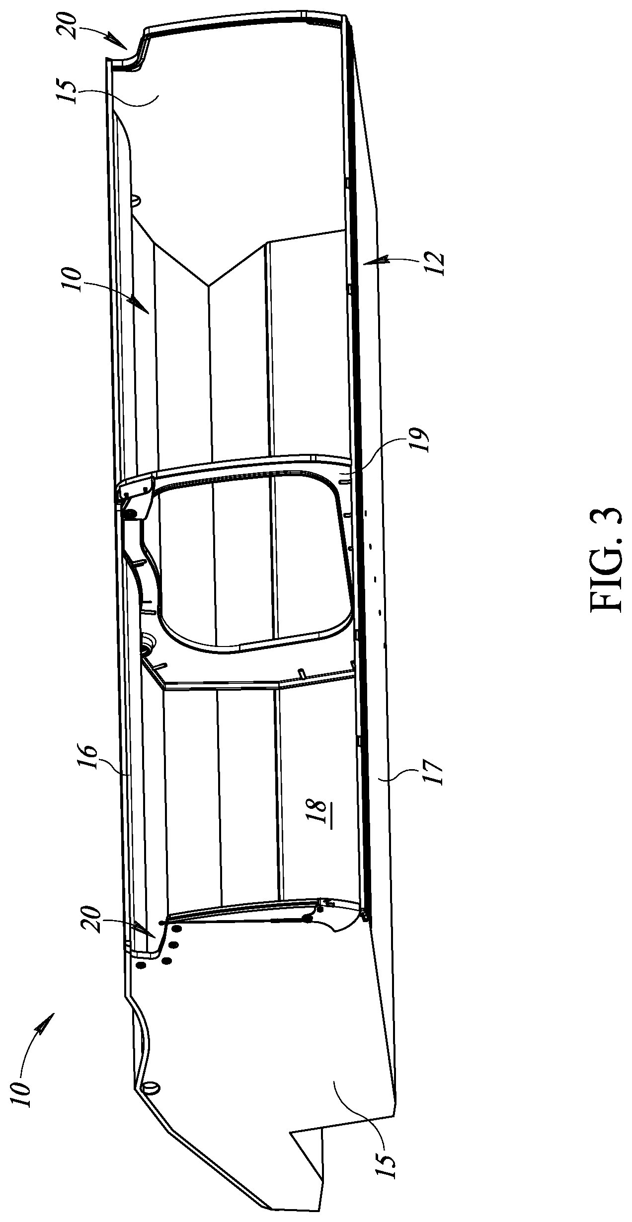 Patent US12326025 Figure 3 – Integrated stowage bin assembly