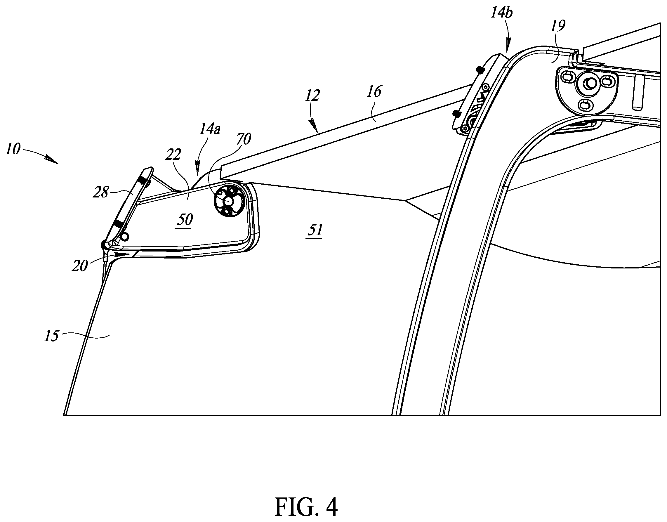 Patent US12326025 Figure 4 – Integrated stowage bin assembly