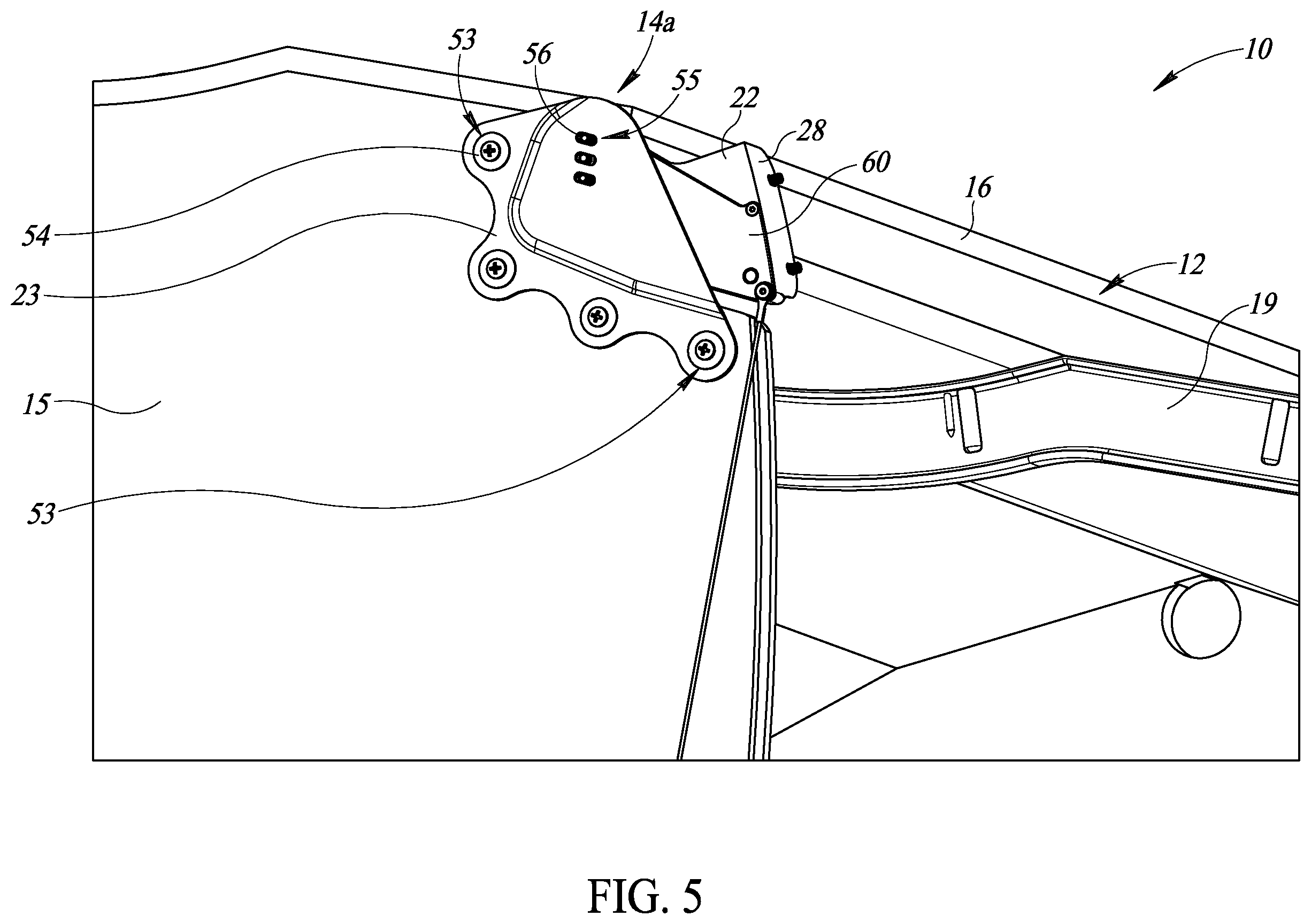 Patent US12326025 Figure 5 – Integrated stowage bin assembly