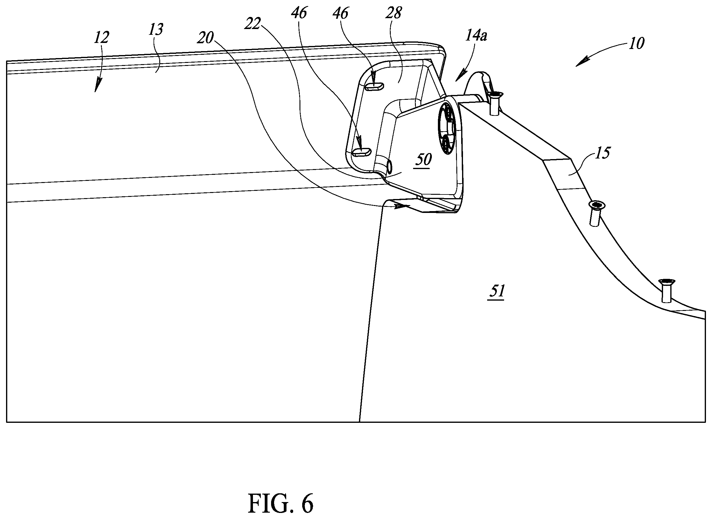 Patent US12326025 Figure 6 – Integrated stowage bin assembly