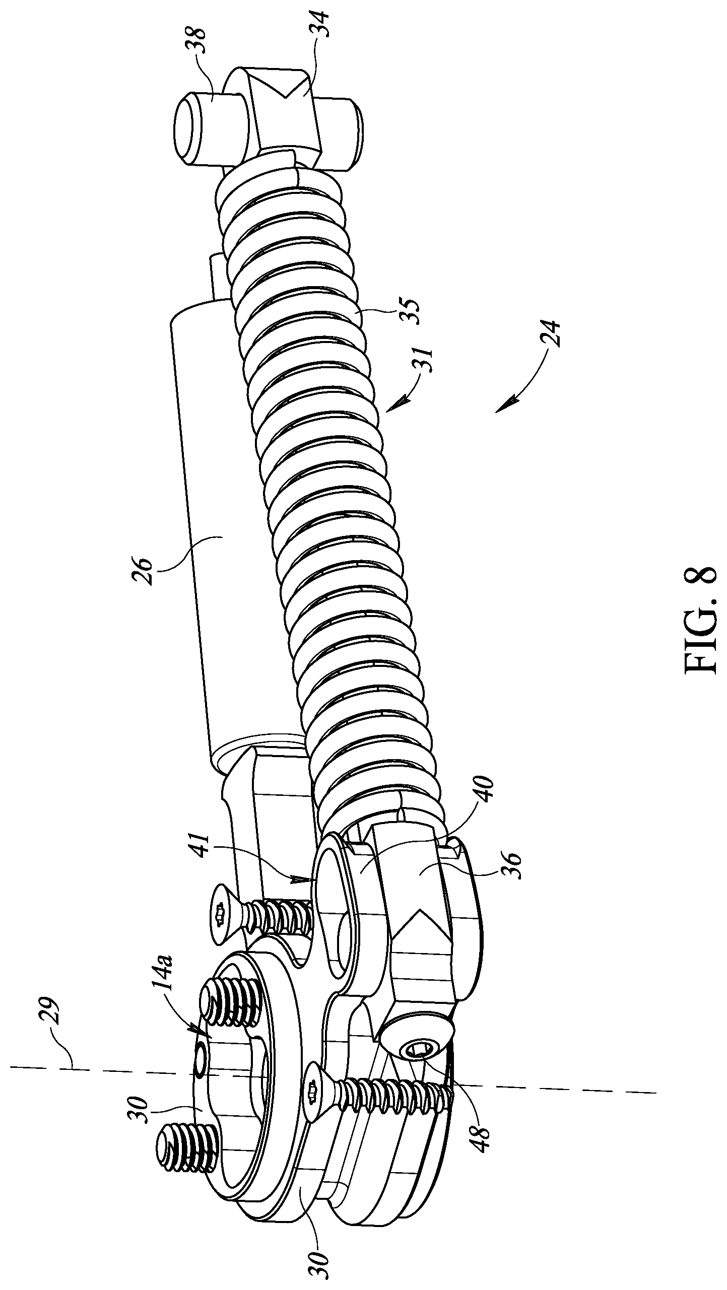 Patent US12326025 Figure 8 – Integrated stowage bin assembly