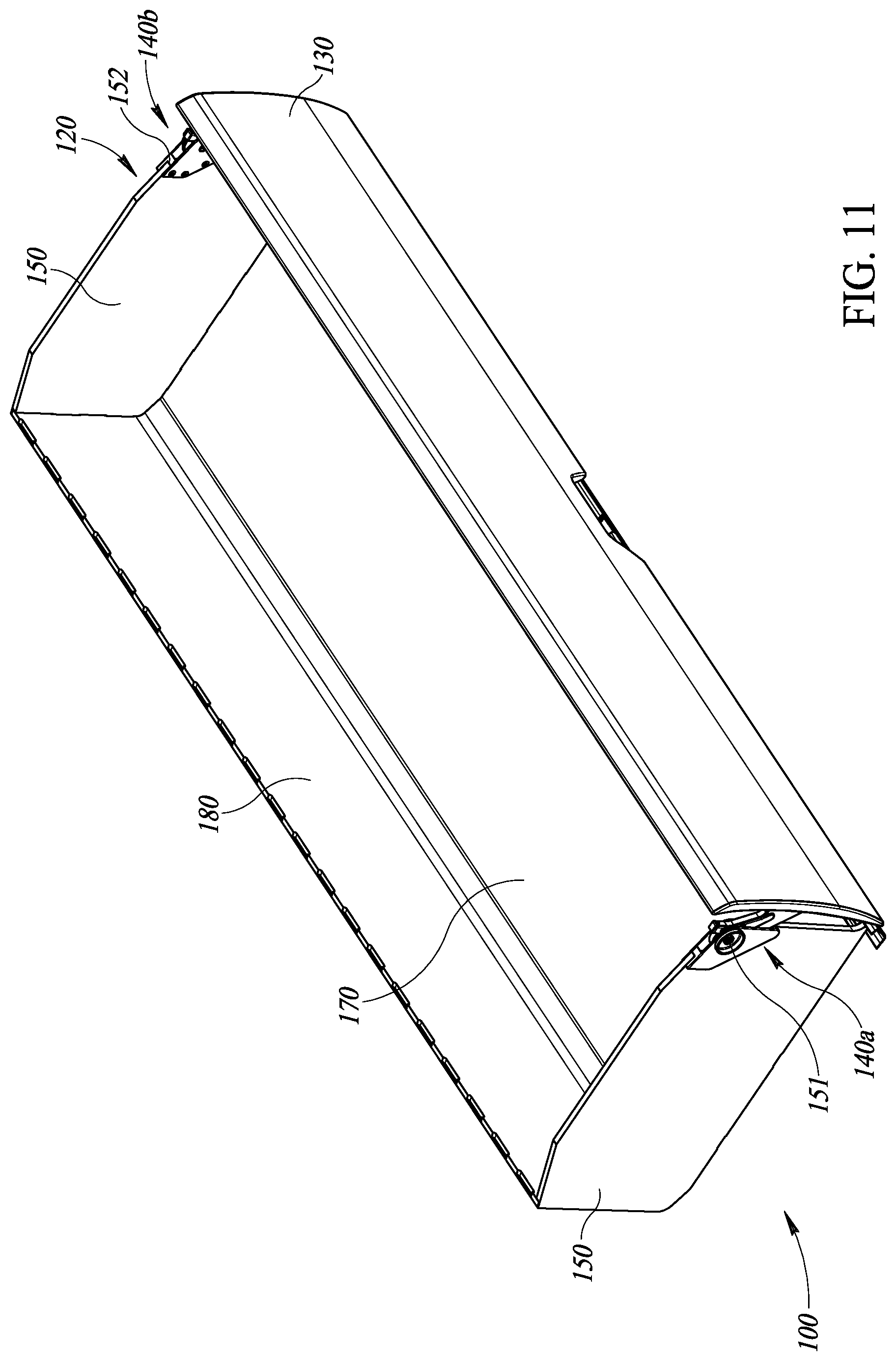 Patent US12326025 Figure 11 – Integrated stowage bin assembly