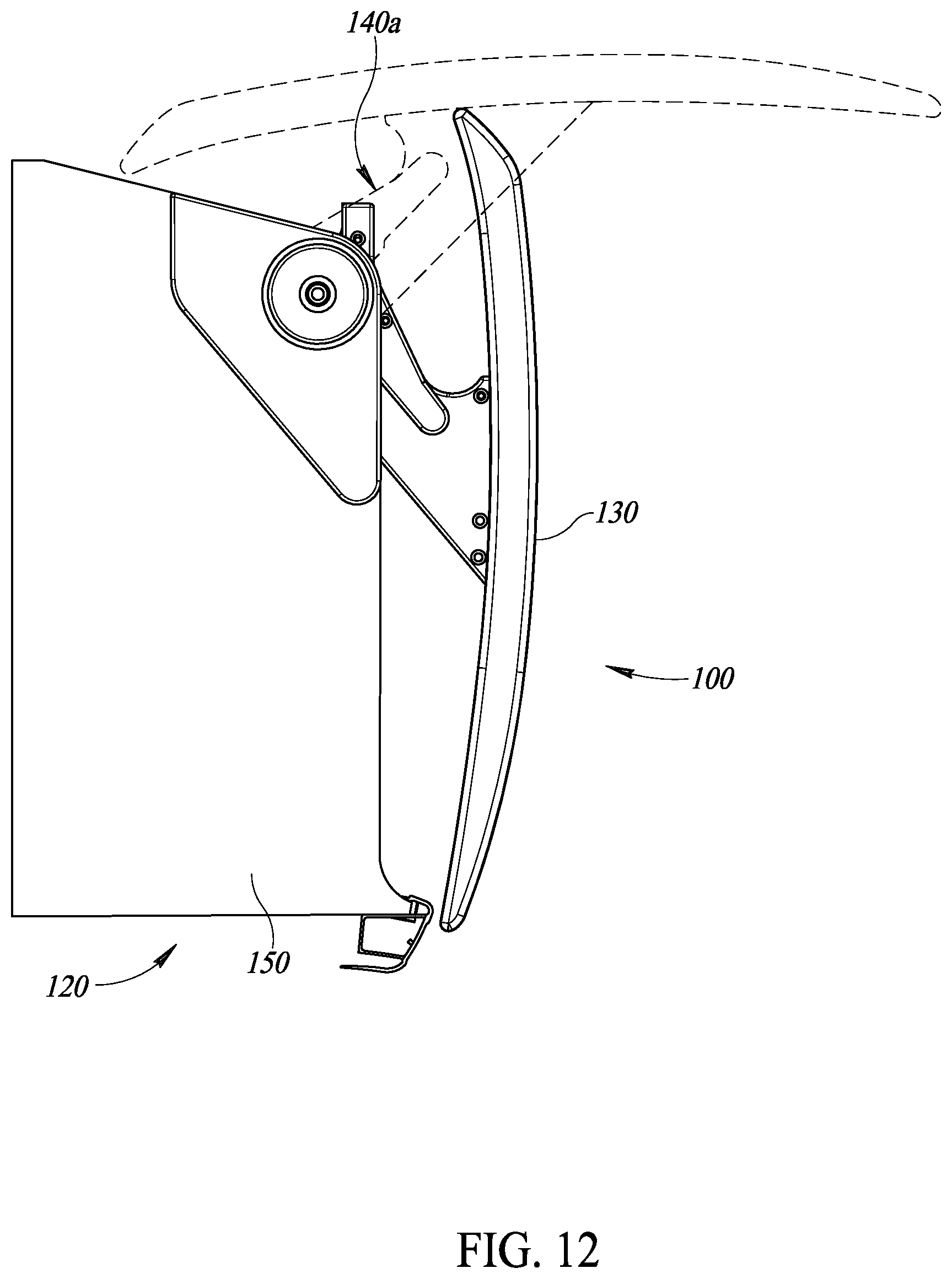 Patent US12326025 Figure 12 – Integrated stowage bin assembly