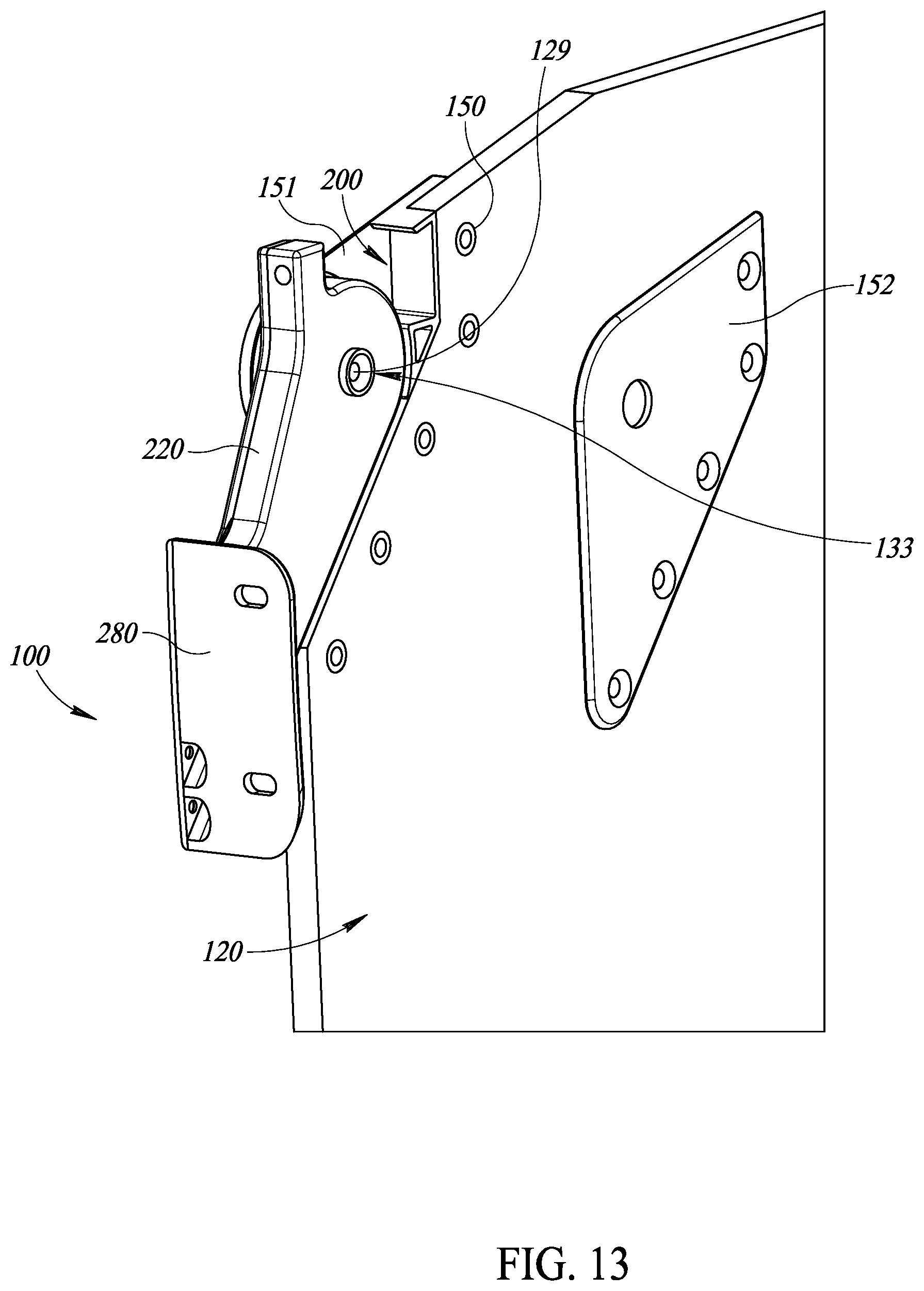 Patent US12326025 Figure 13 – Integrated stowage bin assembly
