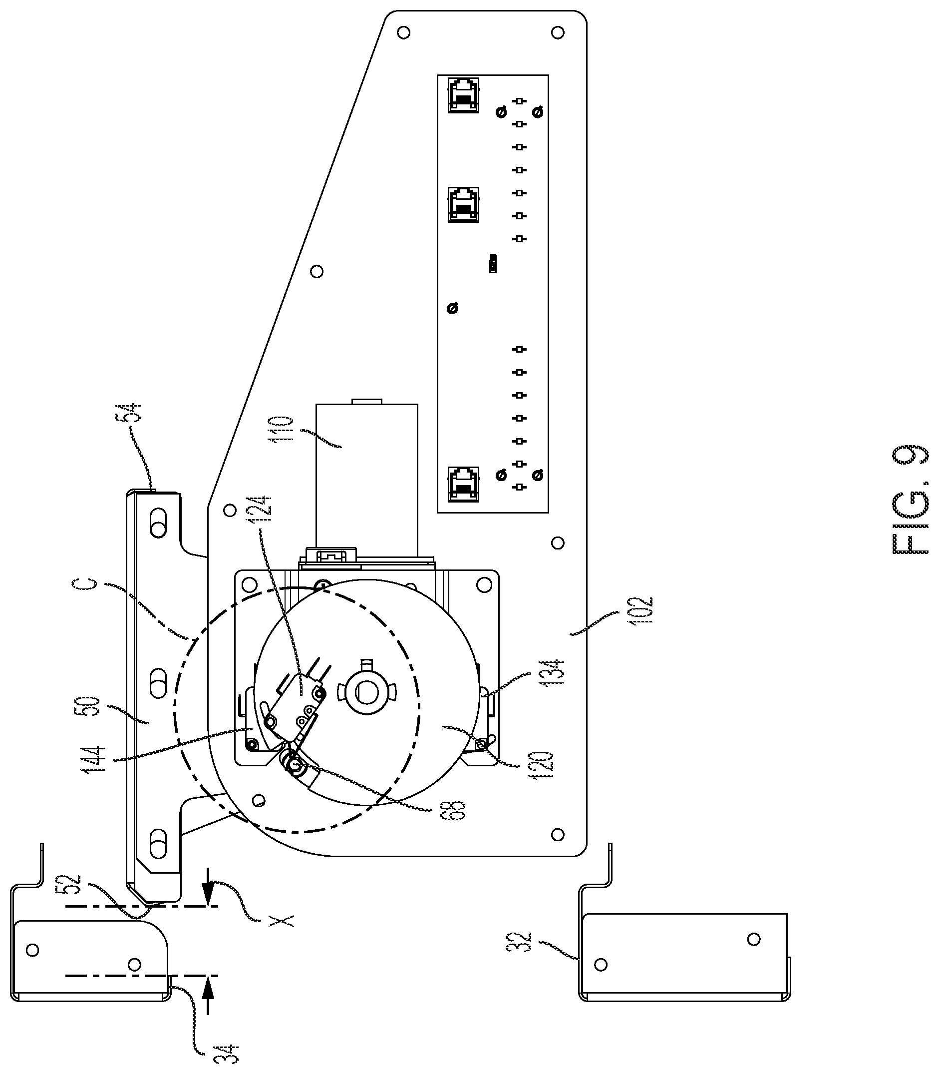 Patent US12326029 Figure 11 – Door movement system for cabinet