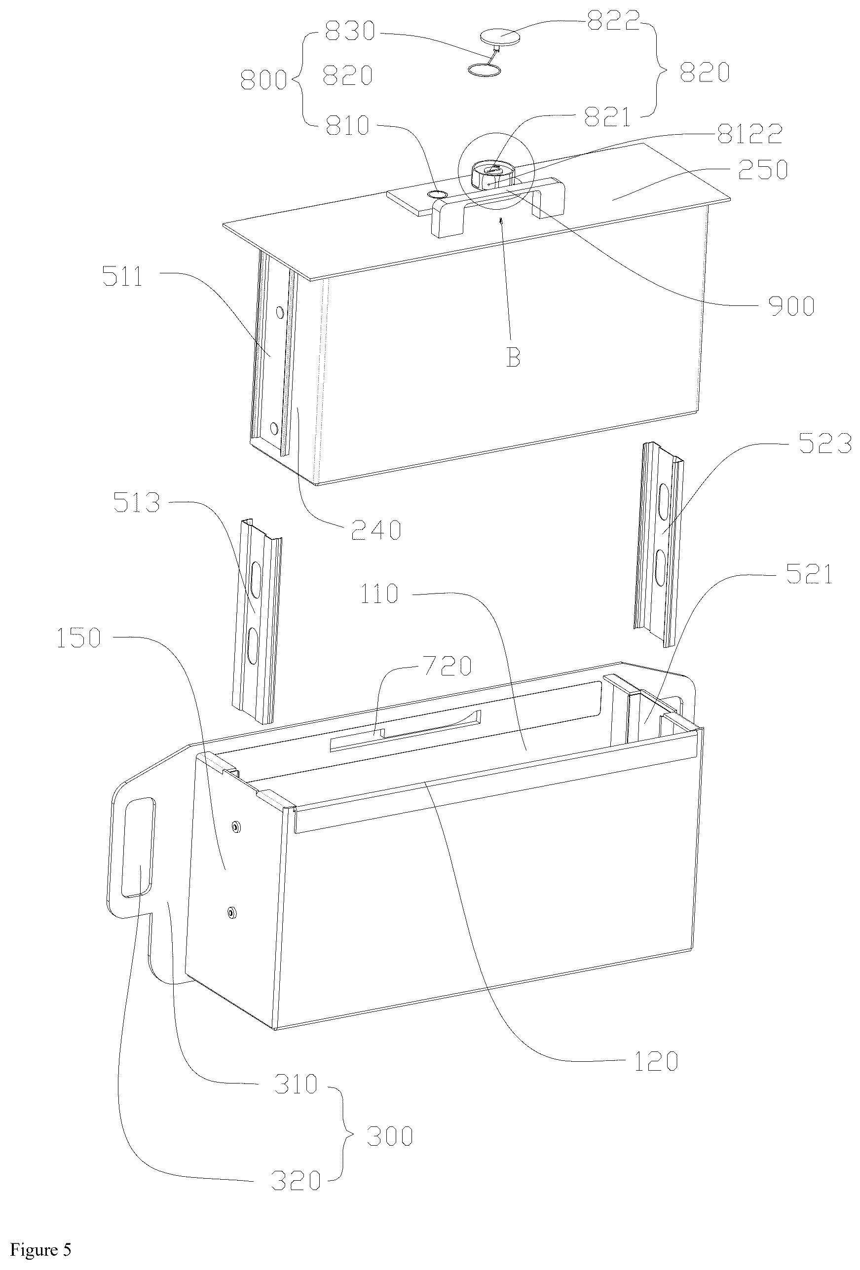 Patent US12326035 Figure 5 – Vehicle-mounted drawer safe box