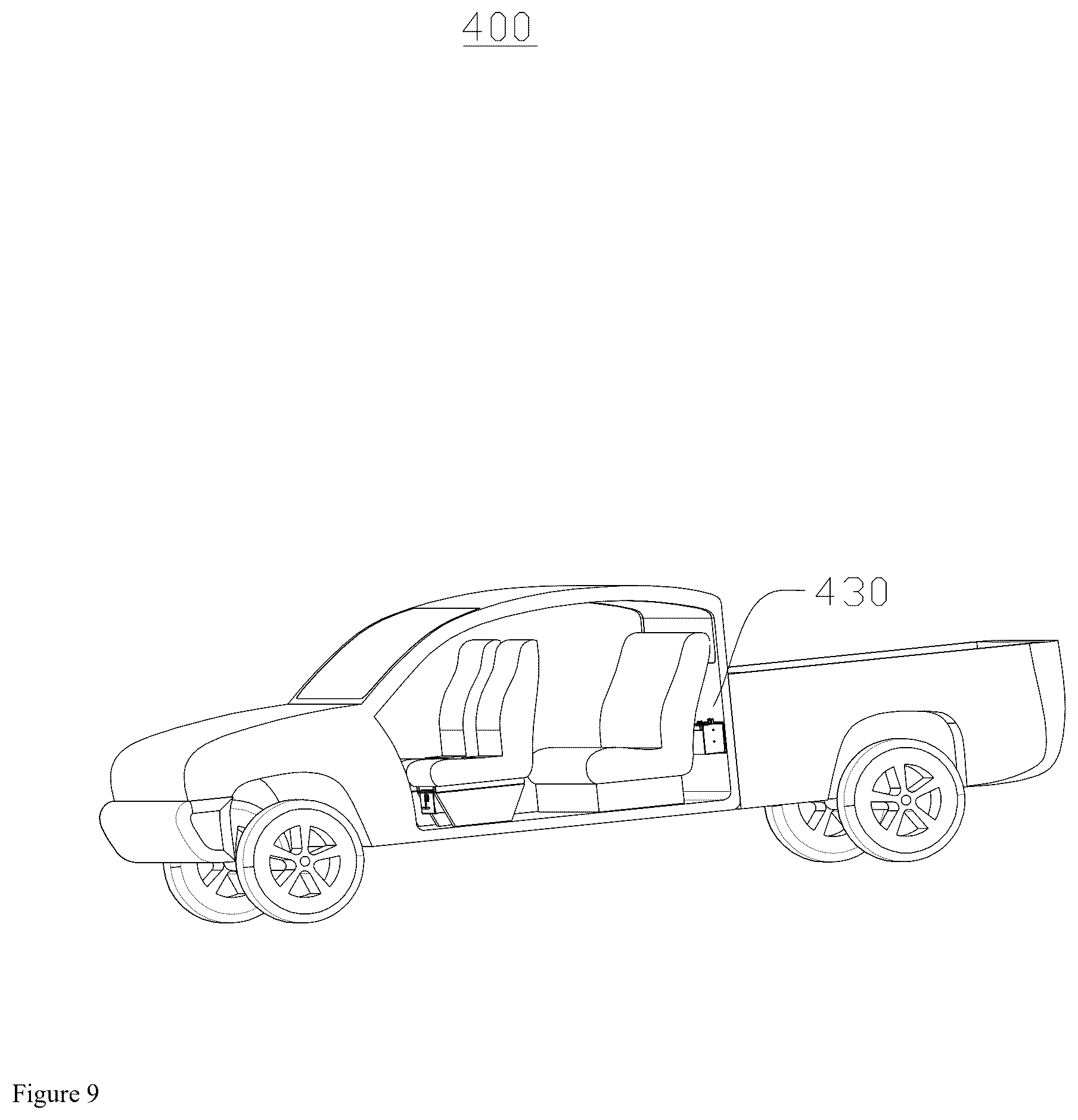 Patent US12326035 Figure 9 – Vehicle-mounted drawer safe box