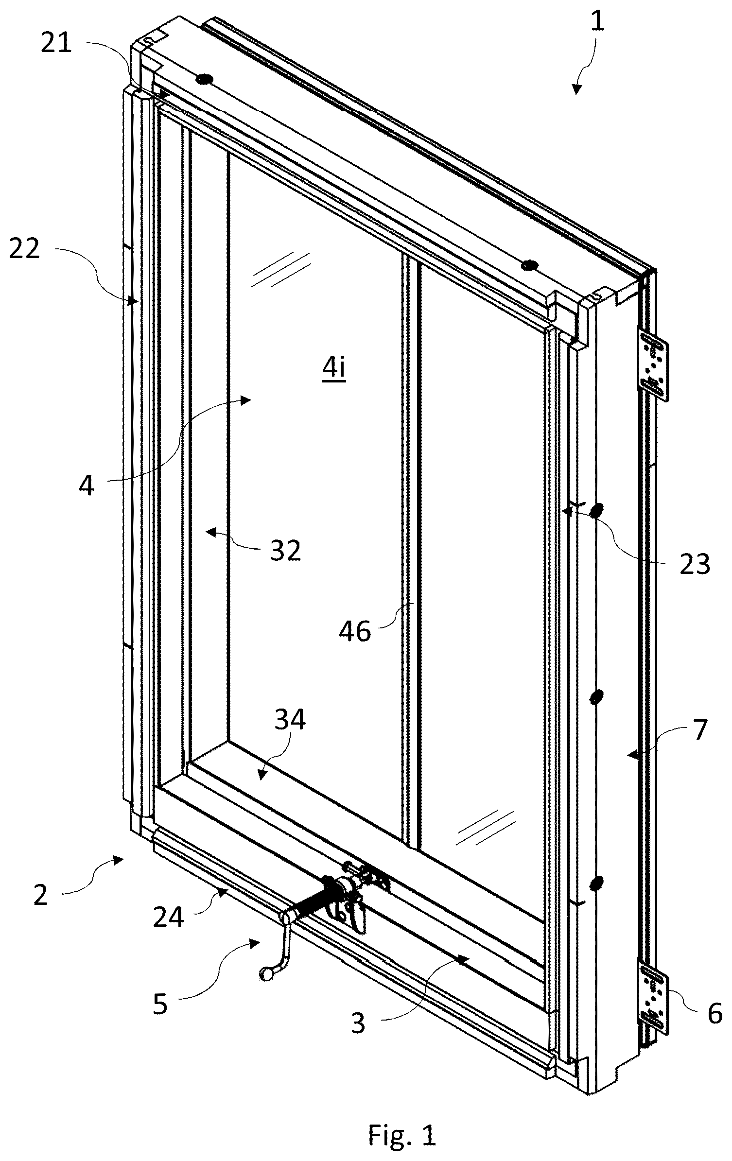 Patent US12326037 Figure 1 – Roof window comprising a frame with an interface unit