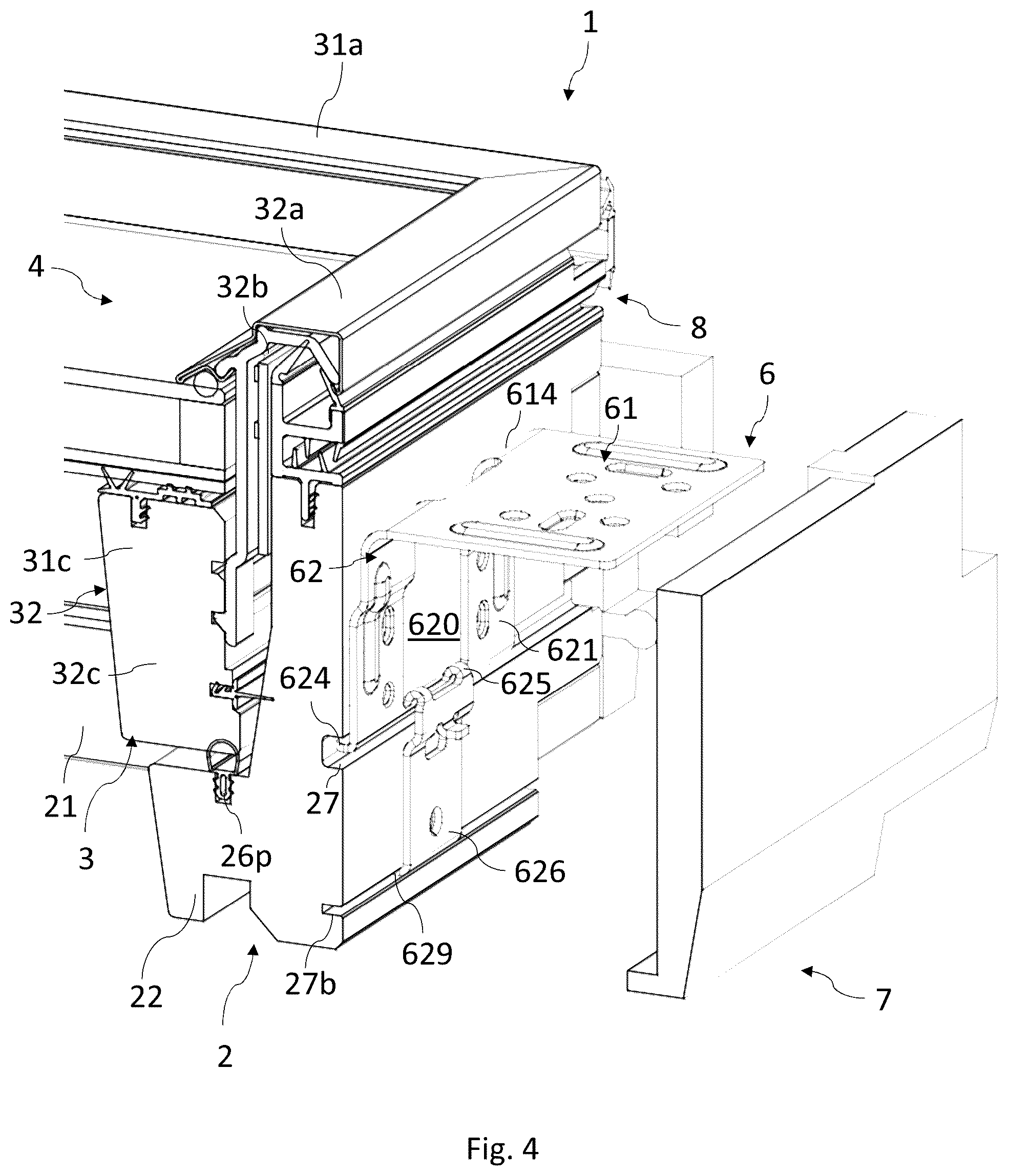 Patent US12326037 Figure 4 – Roof window comprising a frame with an interface unit