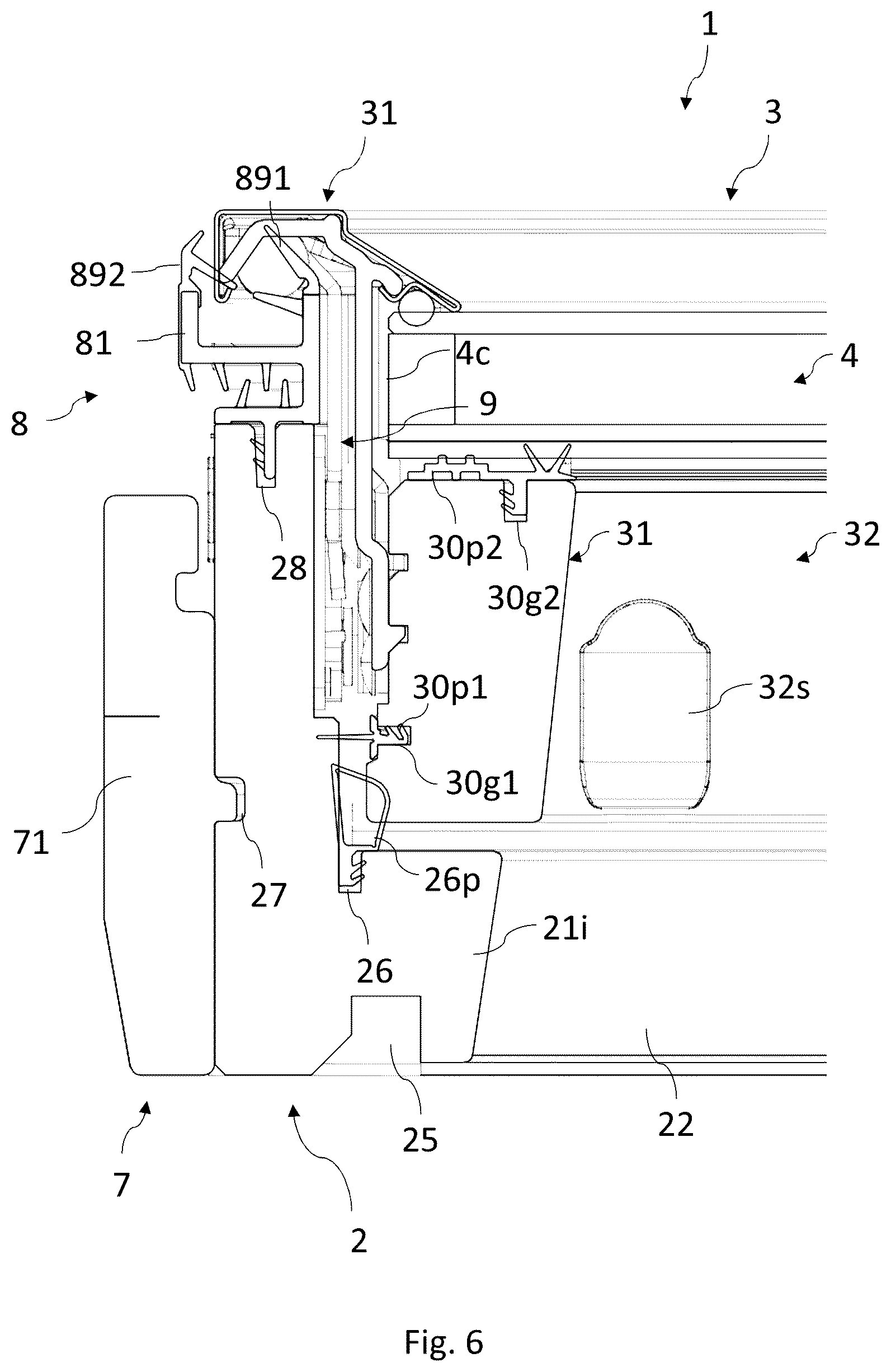 Patent US12326037 Figure 6 – Roof window comprising a frame with an interface unit