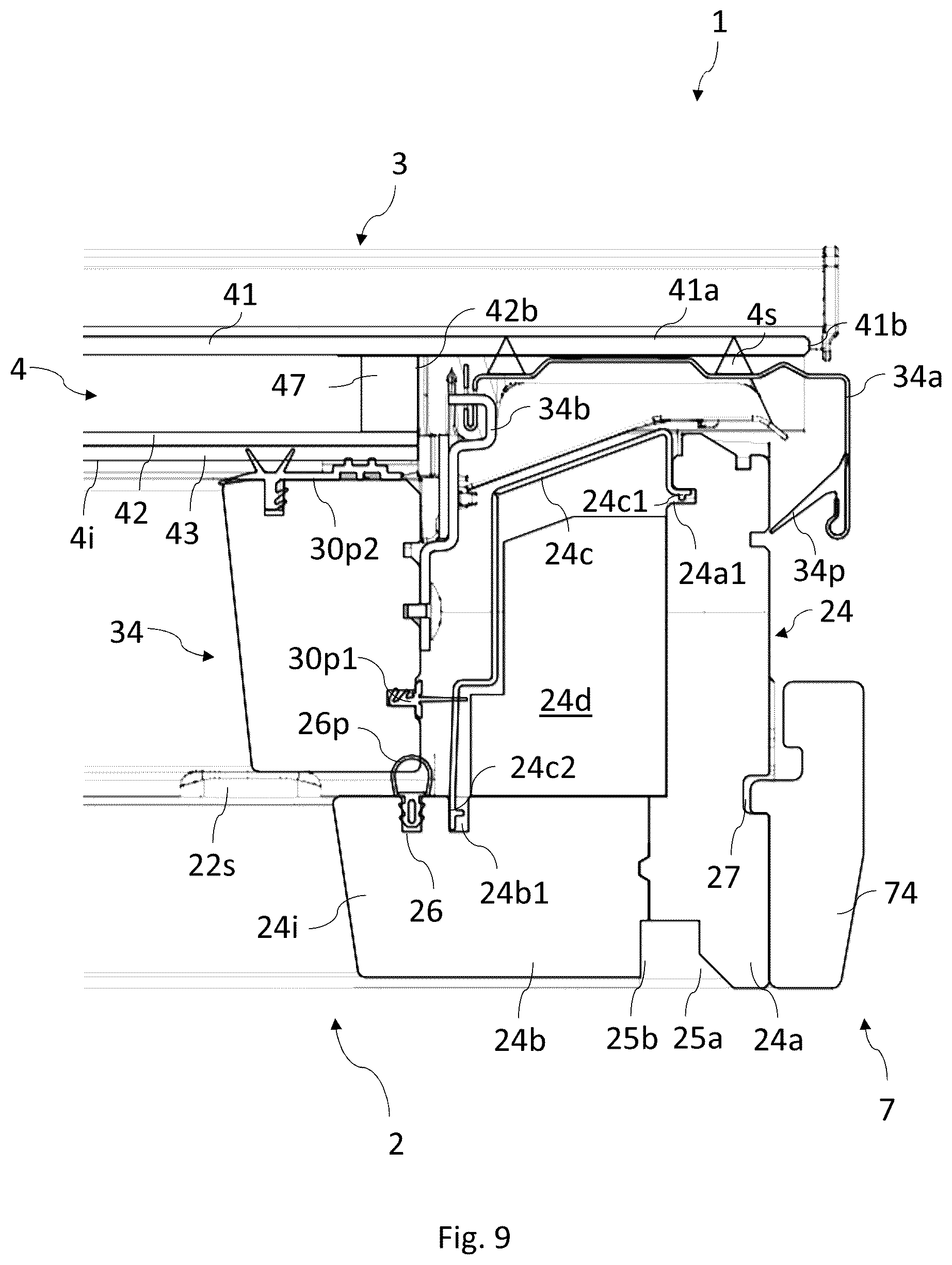 Patent US12326037 Figure 9 – Roof window comprising a frame with an interface unit