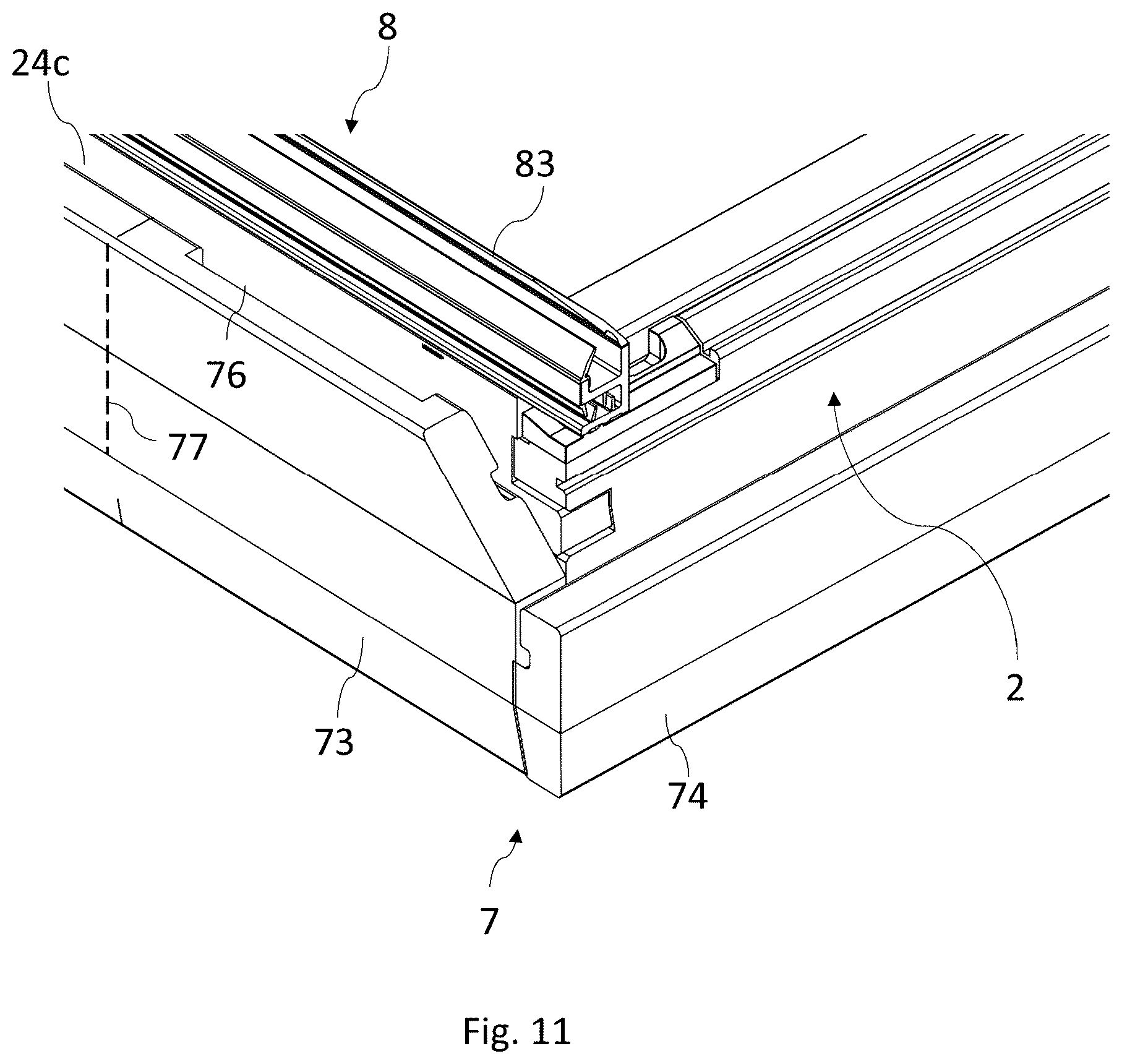 Patent US12326037 Figure 11 – Roof window comprising a frame with an interface unit