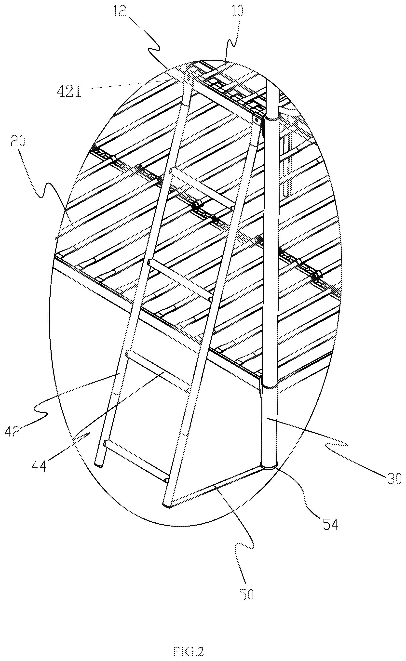 Patent US12326041 Figure 2 – Ladder structure for frame bed