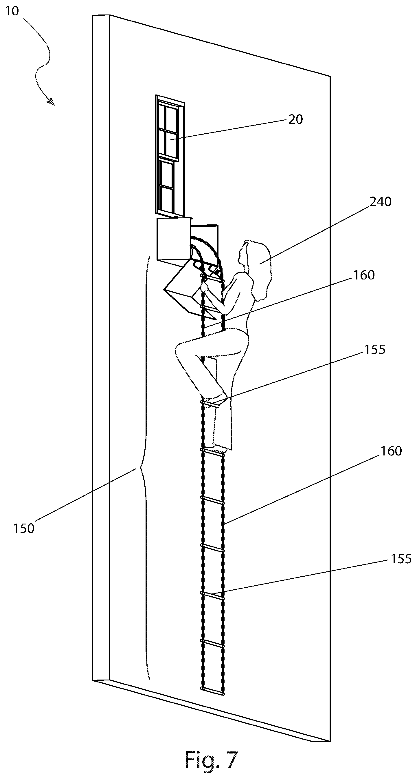 Patent US12326042 Figure 7 – Deployable safety ladder