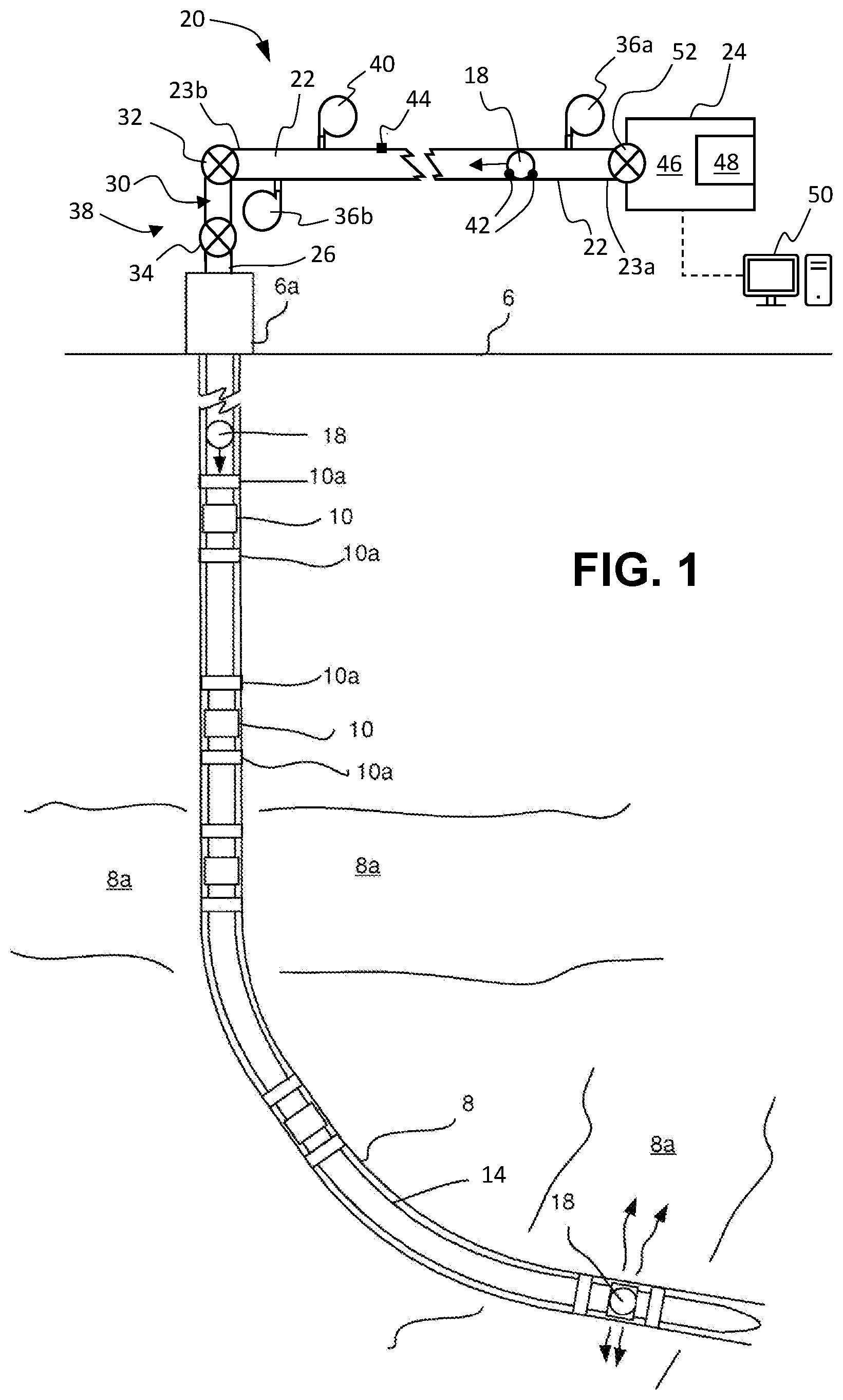Patent US12326054 Figure 1 – Pneumatic transport system and method for wellbore operations