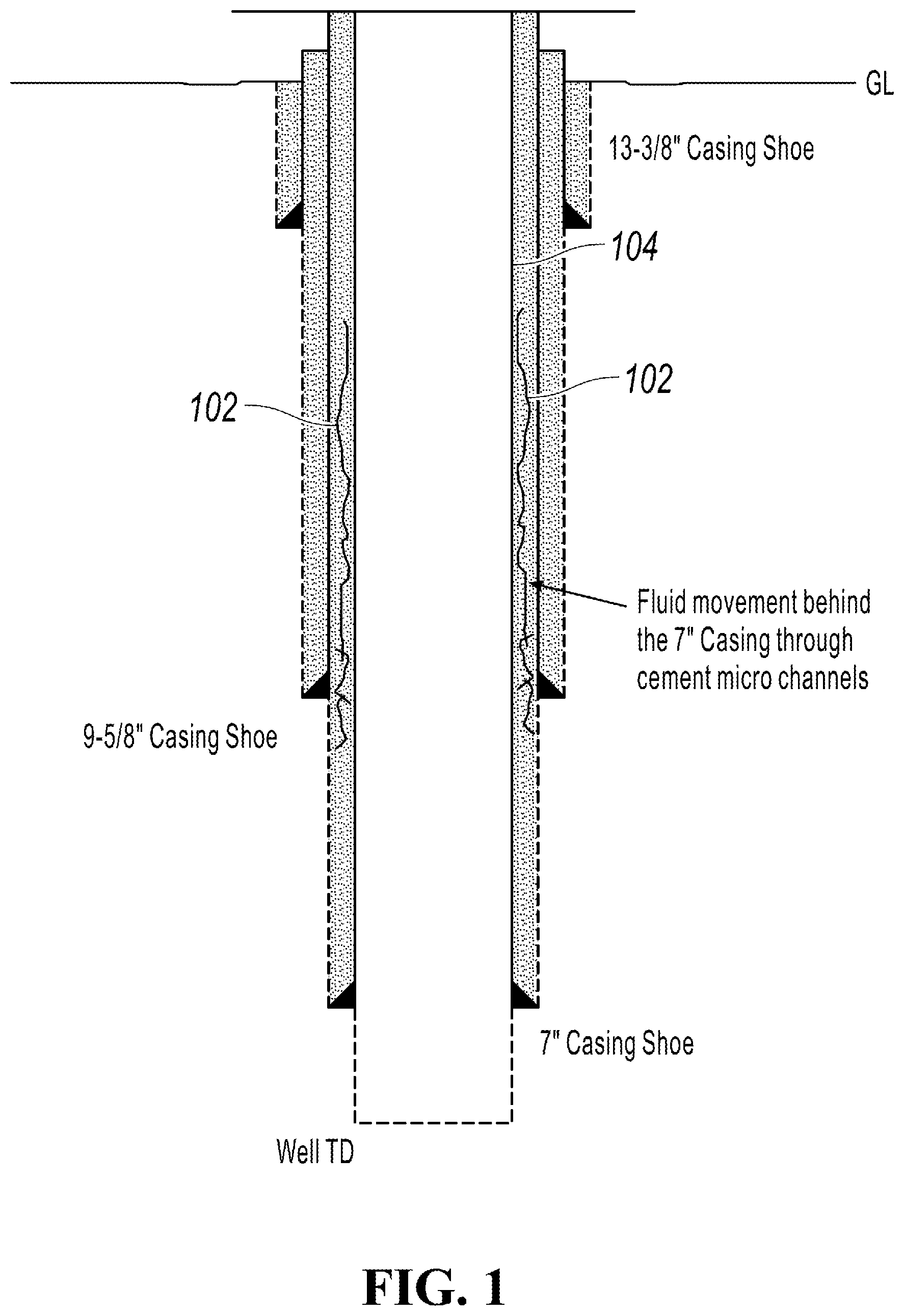 Patent US12326062 Figure 1 – Repairing wellbores with fluid movement behind casing
