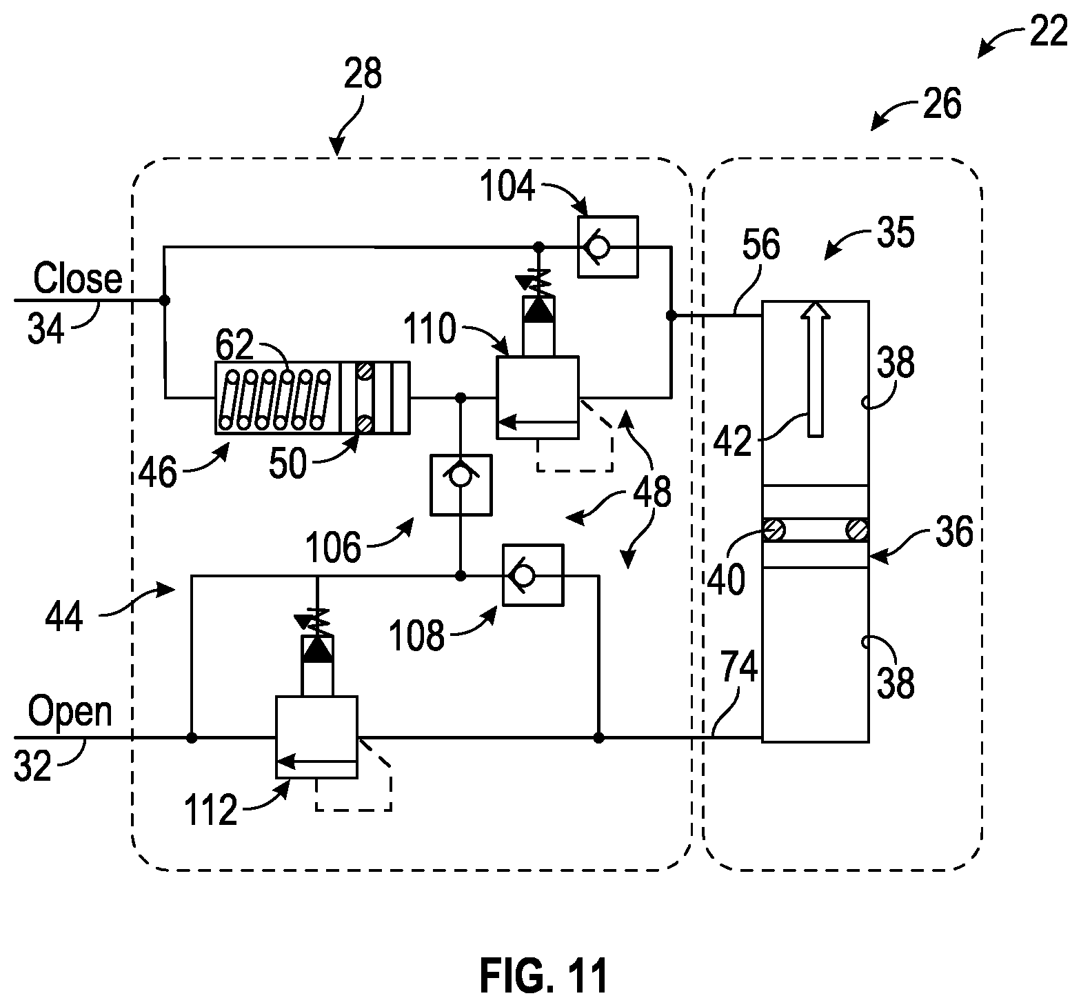 Patent US12326065 Figure 7 – Hydraulic indexing system