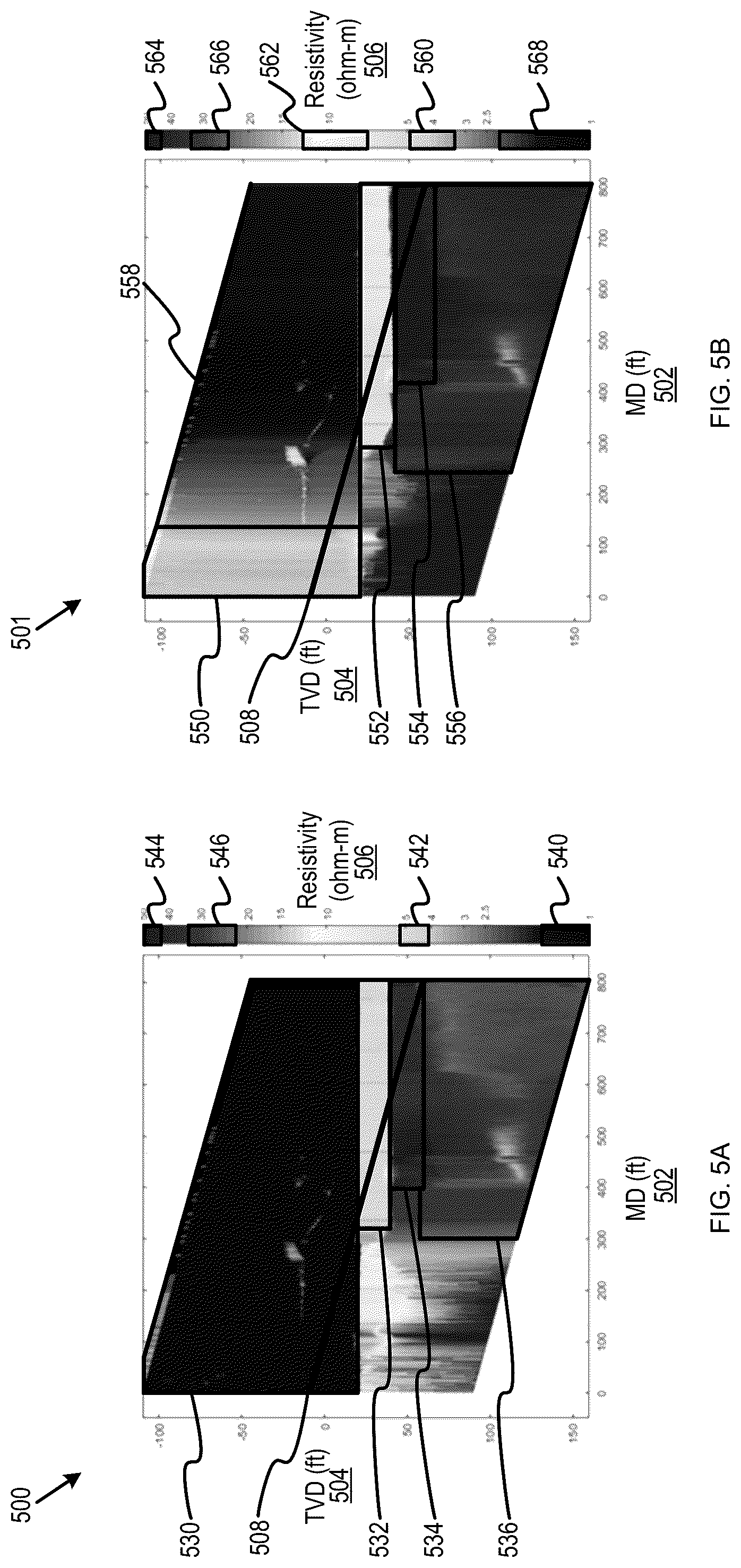 Patent US12326078 Figure 5 – Effective resistivity models for geosteering decisions