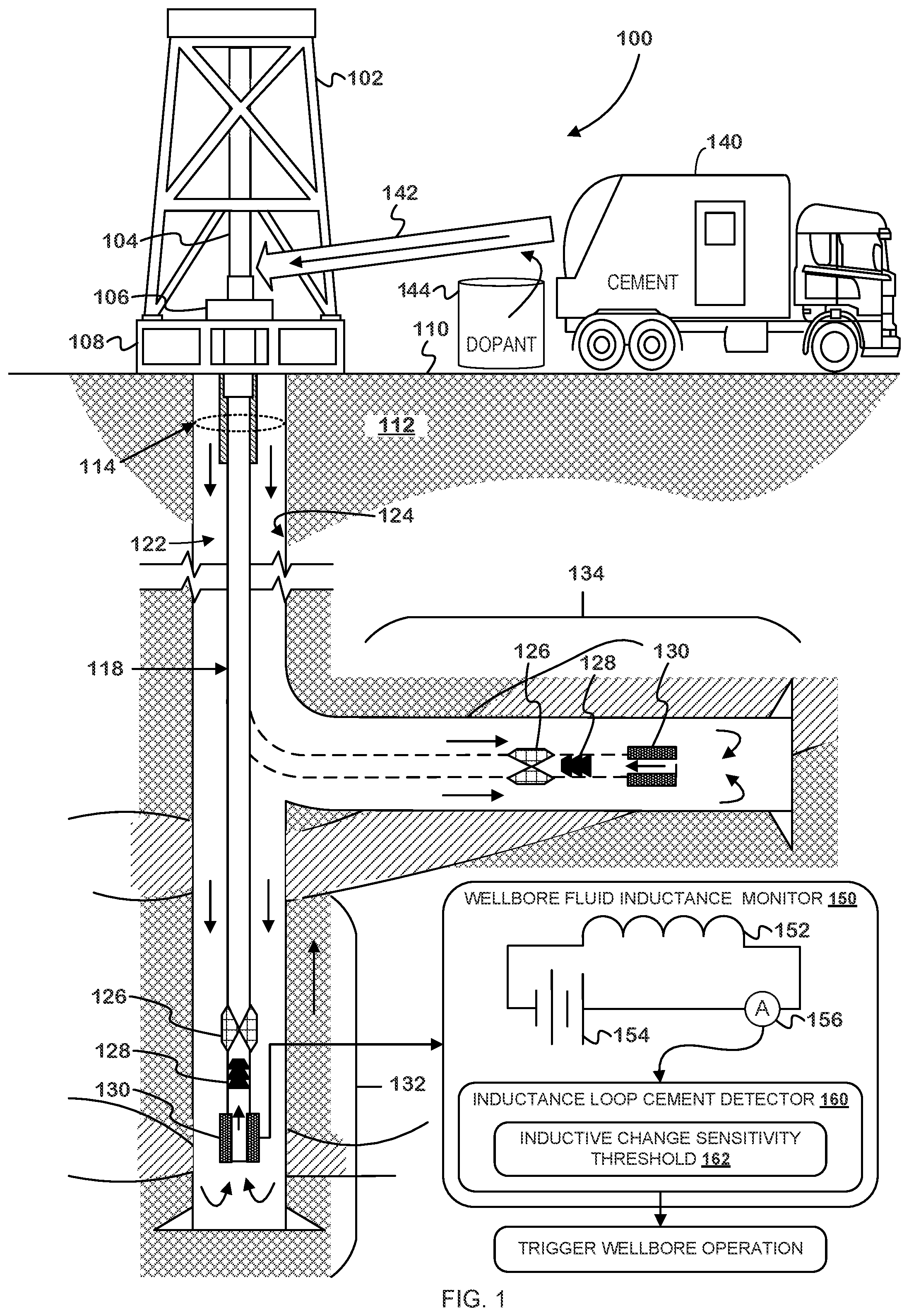 Patent US12326079 Figure 1 – Induction loop cementing progress detection