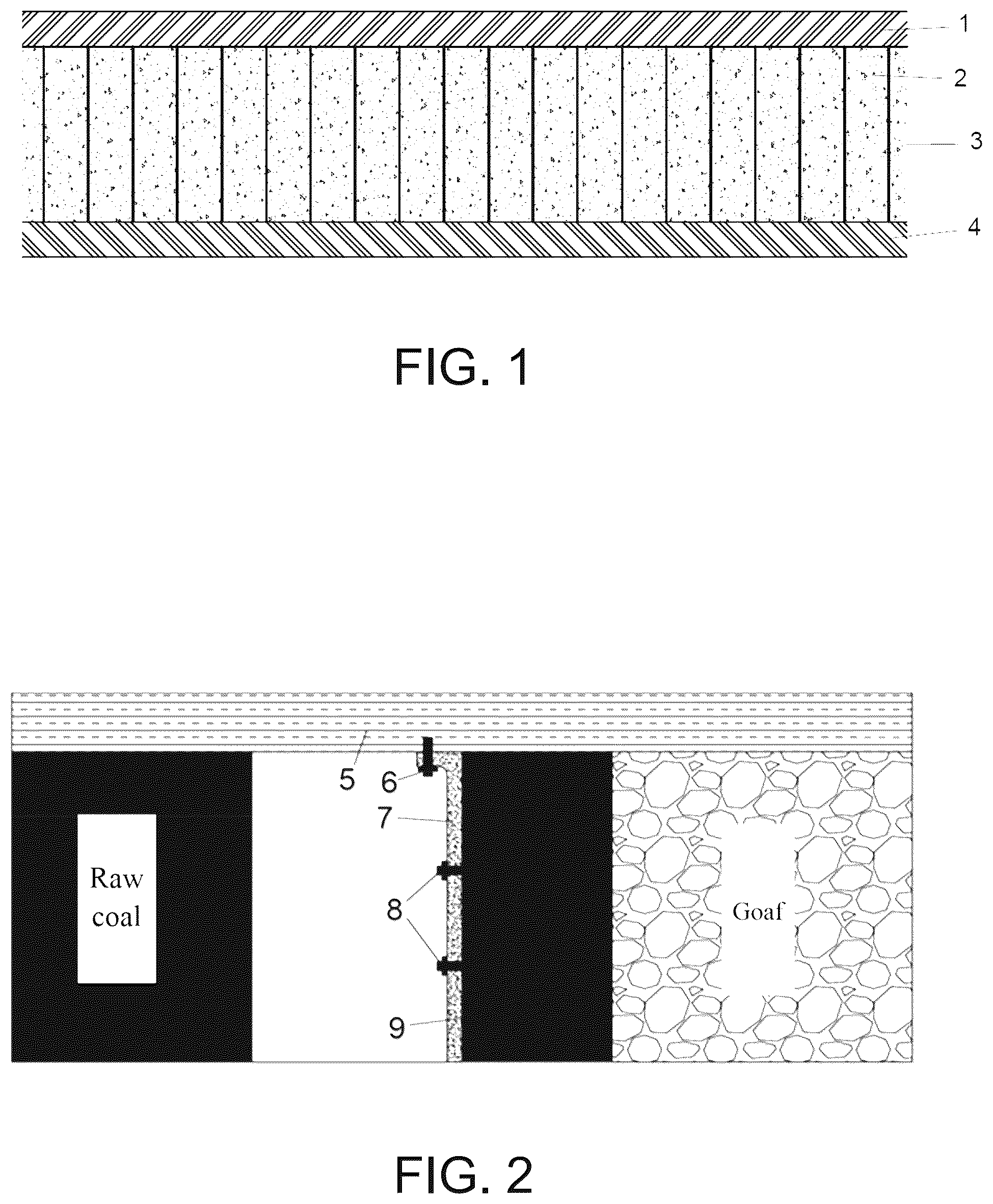 Patent US12326087 Figure 1 – Fire-prevention and extinguishing material for plugging air leakage in underground barrier pillar of coal mine and use method thereof