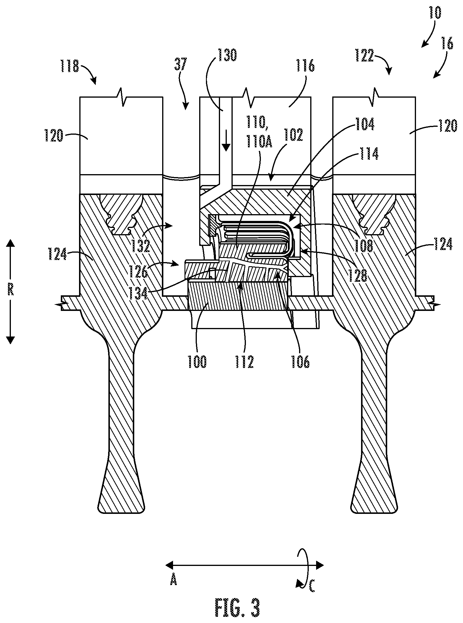 Patent US12326089 Figure 3 – Seal assembly for a gas turbine engine