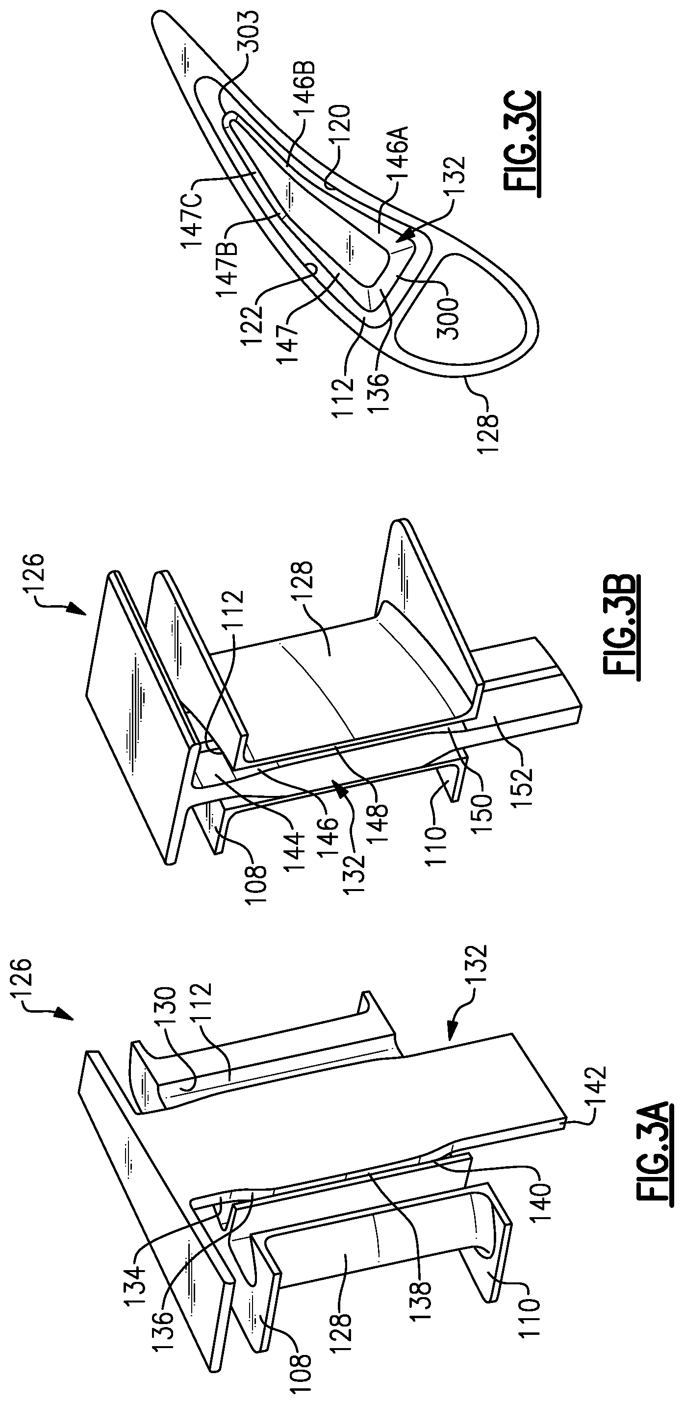Patent US12326093 Figure 3 – Gas turbine engine vane and spar combination with variable air flow path