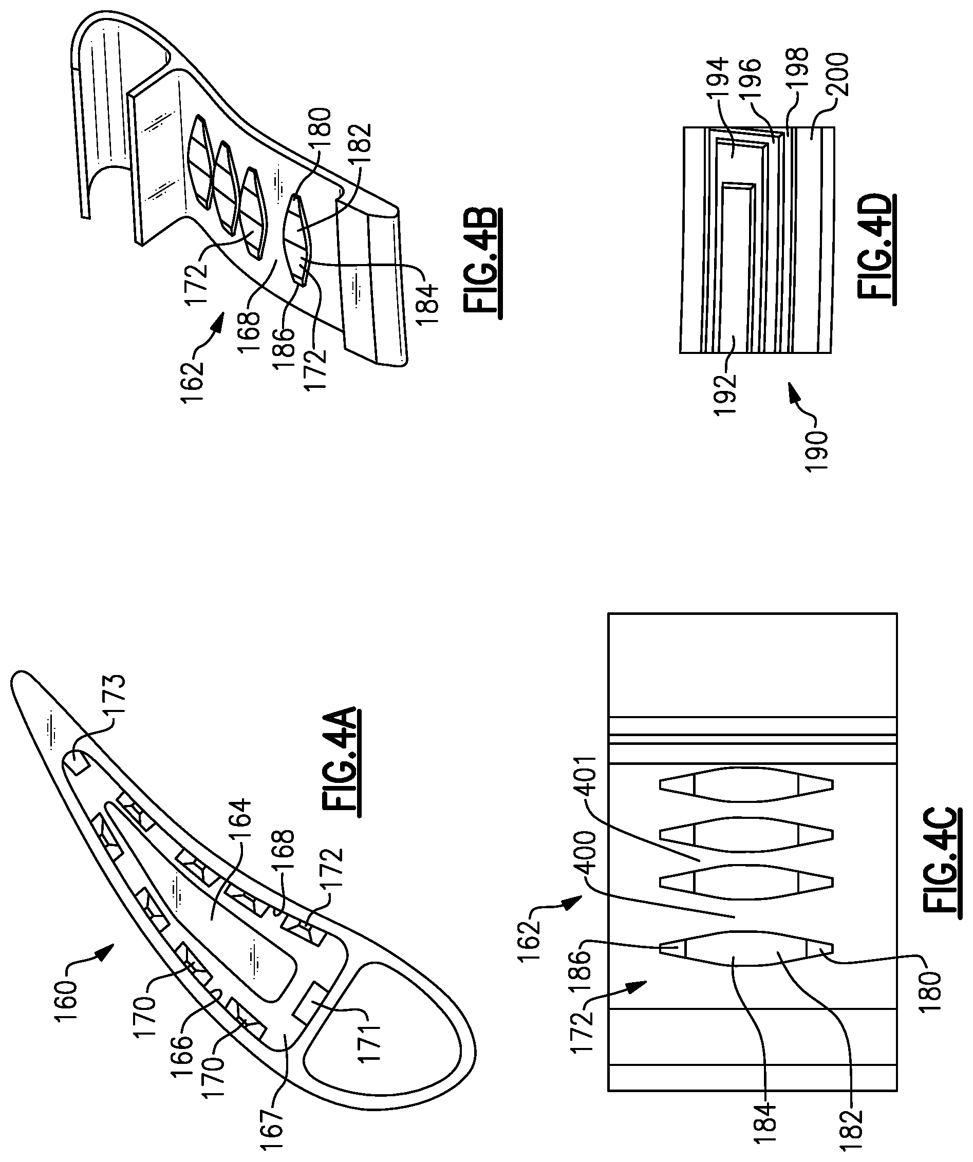 Patent US12326093 Figure 4 – Gas turbine engine vane and spar combination with variable air flow path