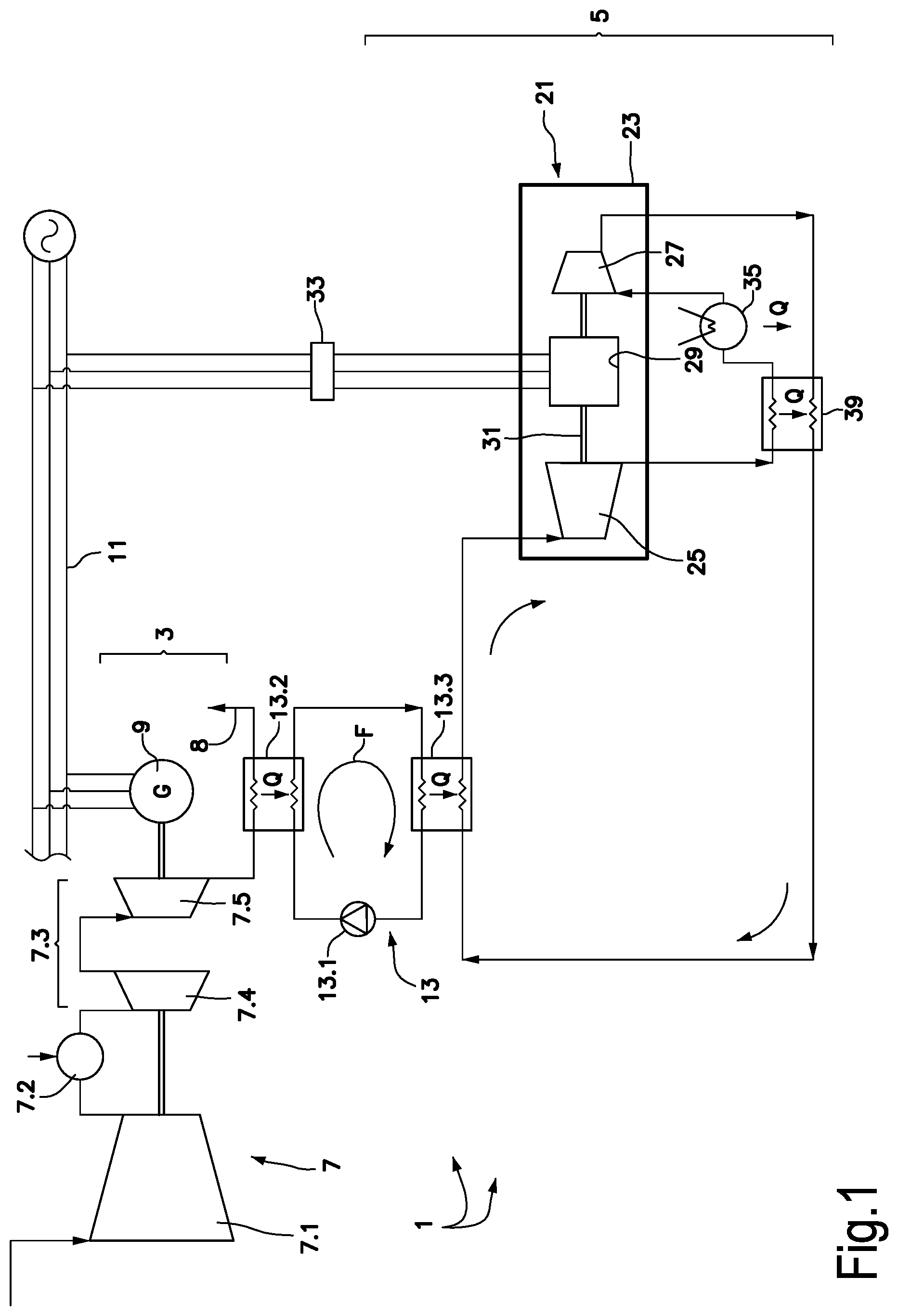 Patent US12326095 Figure 1 – Integrated hermetically sealed turboexpander-generator with an electric generator at an end of a common shaft line