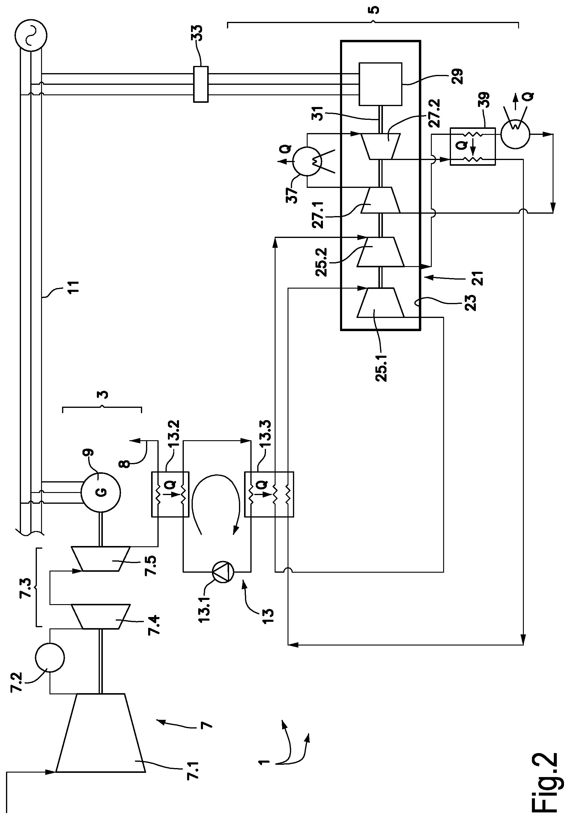Patent US12326095 Figure 2 – Integrated hermetically sealed turboexpander-generator with an electric generator at an end of a common shaft line