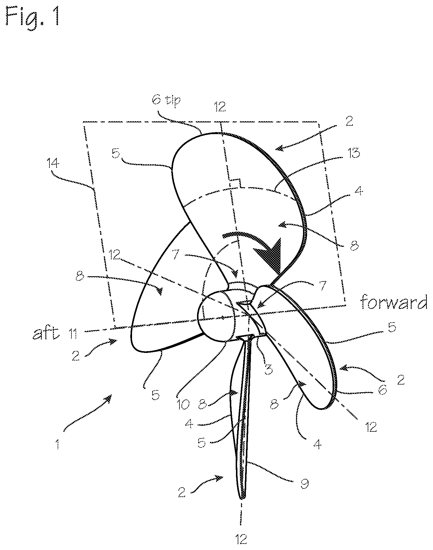 Patent US12326097 Figure 1 – Propeller