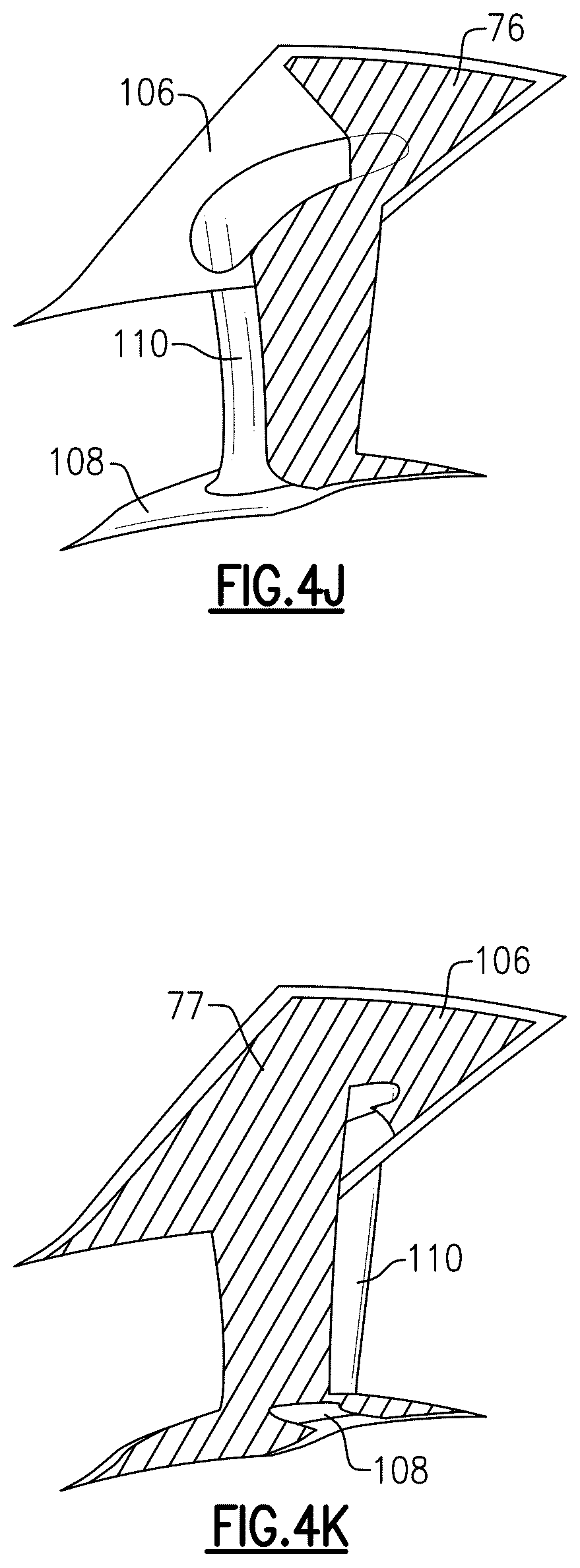 Patent US12326100 Figure 7 – Gas turbine engine component fillets formed of CMC plies