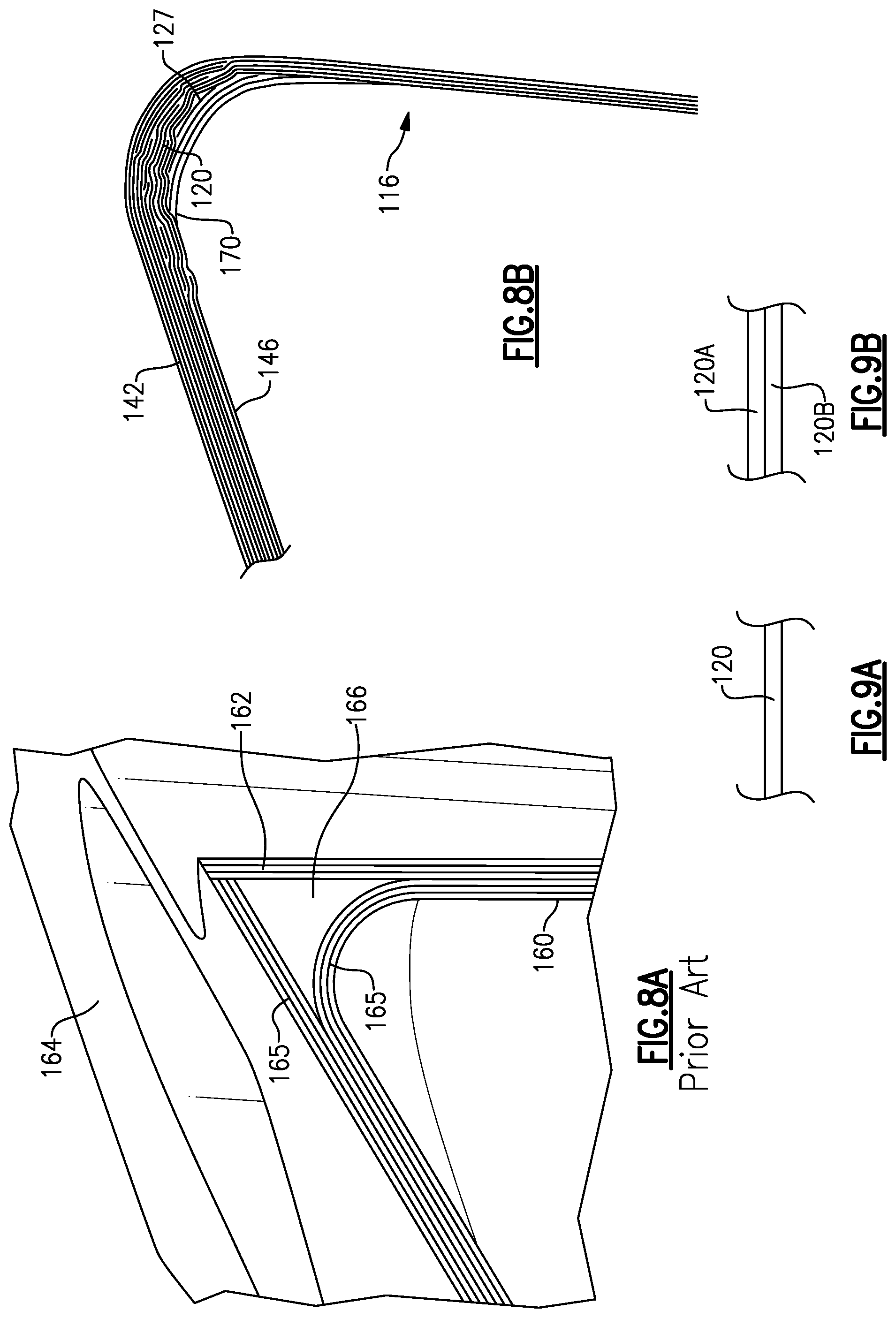 Patent US12326100 Figure 13 – Gas turbine engine component fillets formed of CMC plies