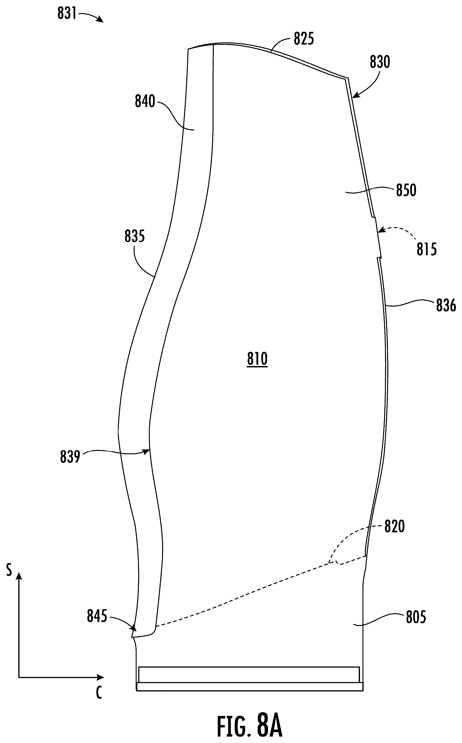 Patent US12326101 Figure 8 – Turbine engine with composite airfoils