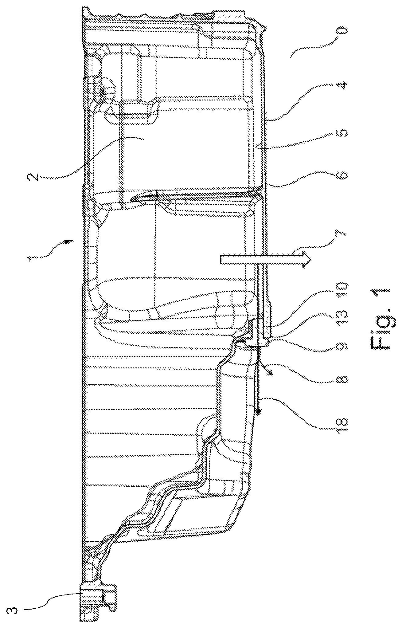 Patent US12326104 Figure 1 – Oil sump with oil drain plug