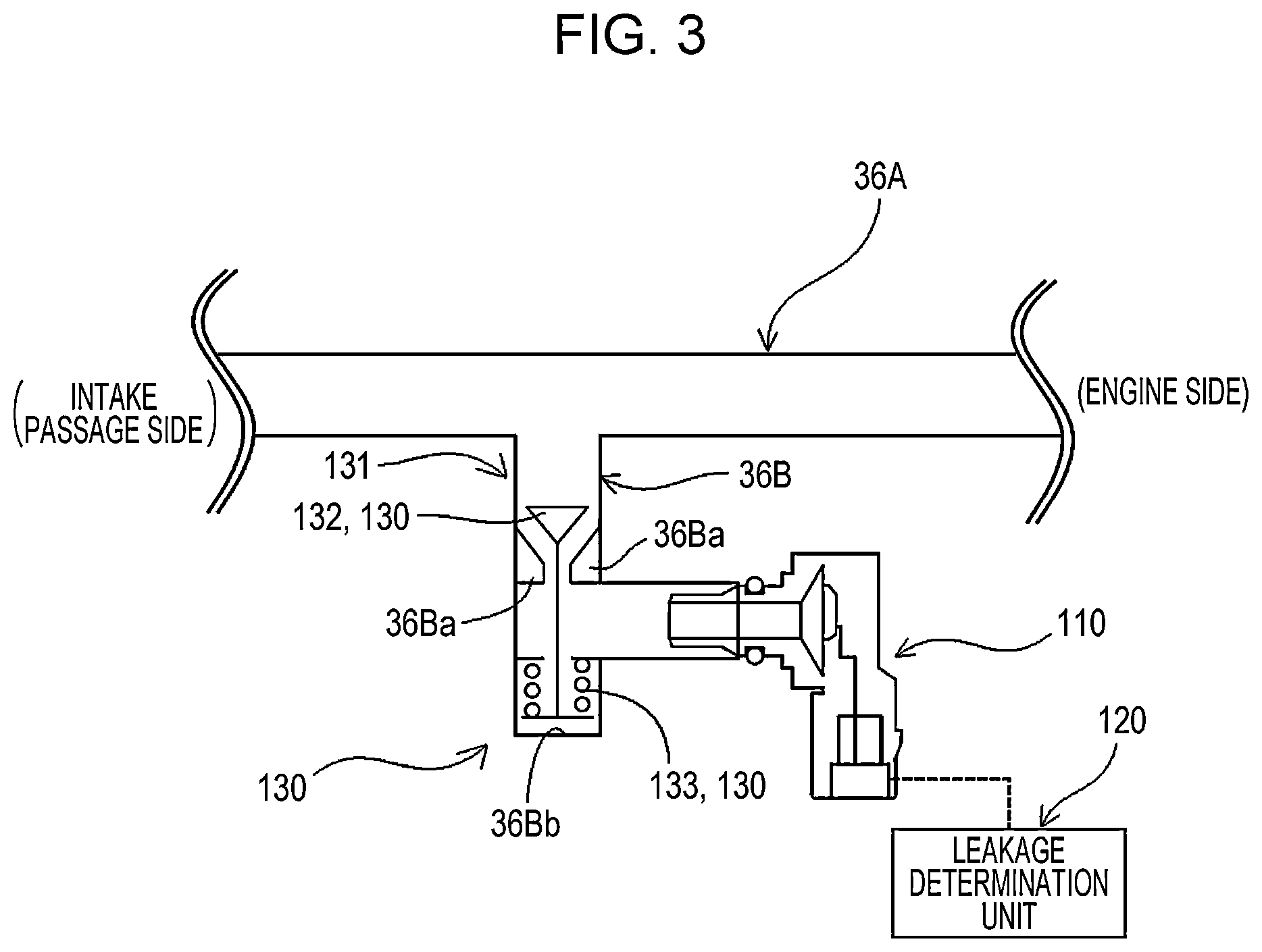 Patent US12326105 Figure 3 – Leakage detection device for PCV passage, and vehicle