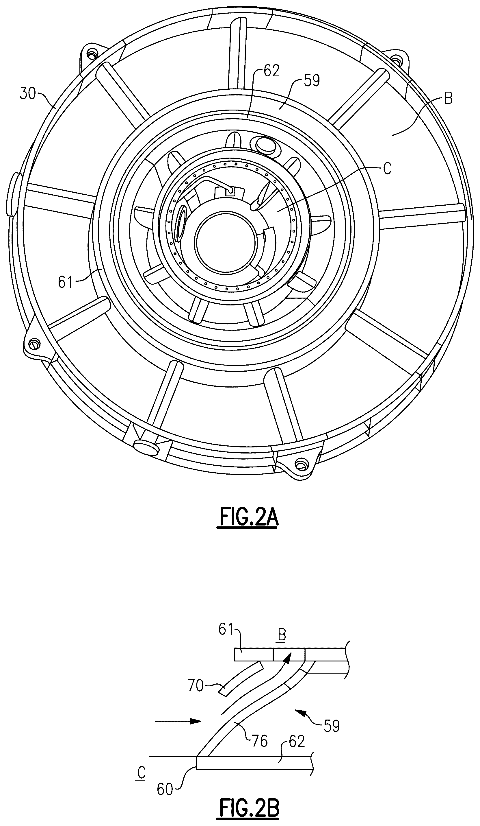 Patent US12326112 Figure 2 – Gas turbine engine bypass louver and baffle rib design