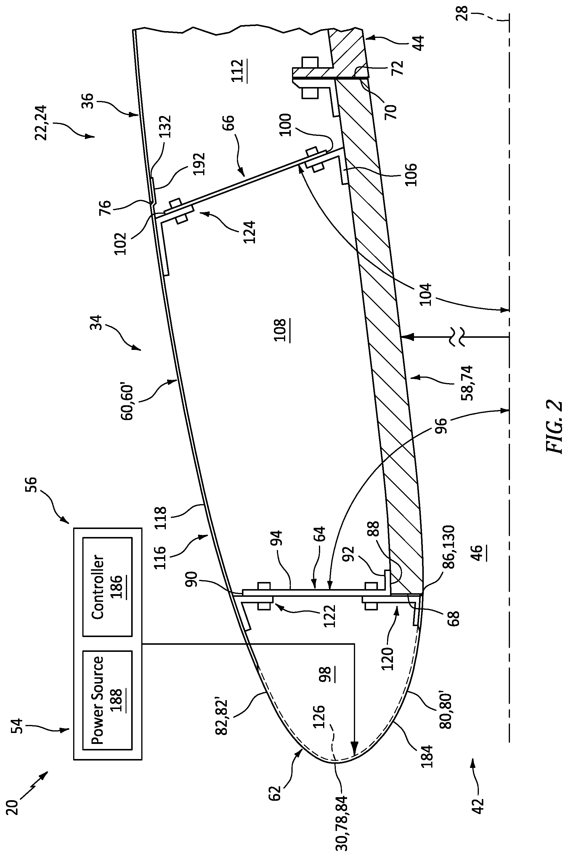 Patent US12326113 Figure 2 – Segmented nacelle inlet lip with electric anti-icing system