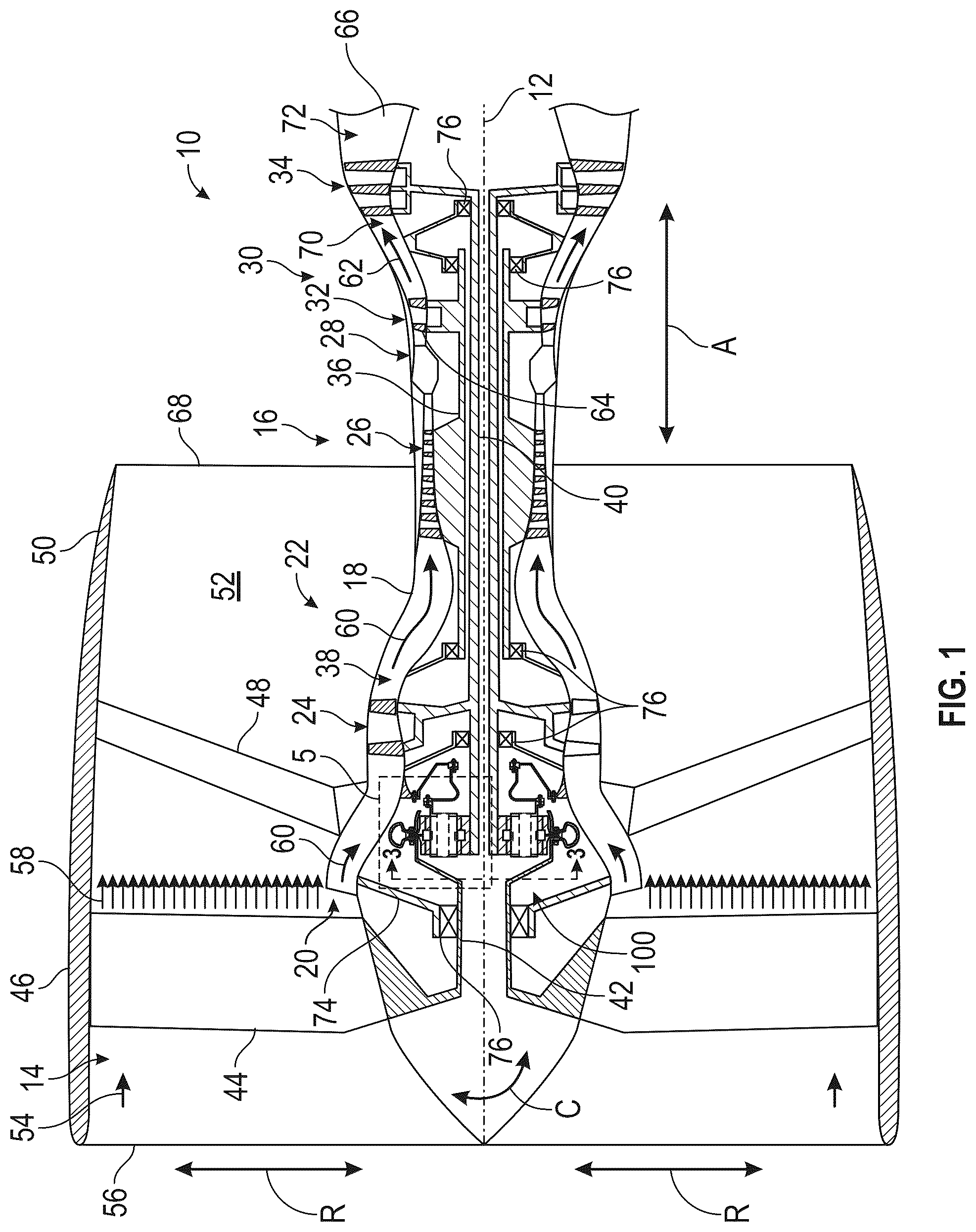 Patent US12326115 Figure 1 – Gearbox assembly with lubricant extraction volume ratio