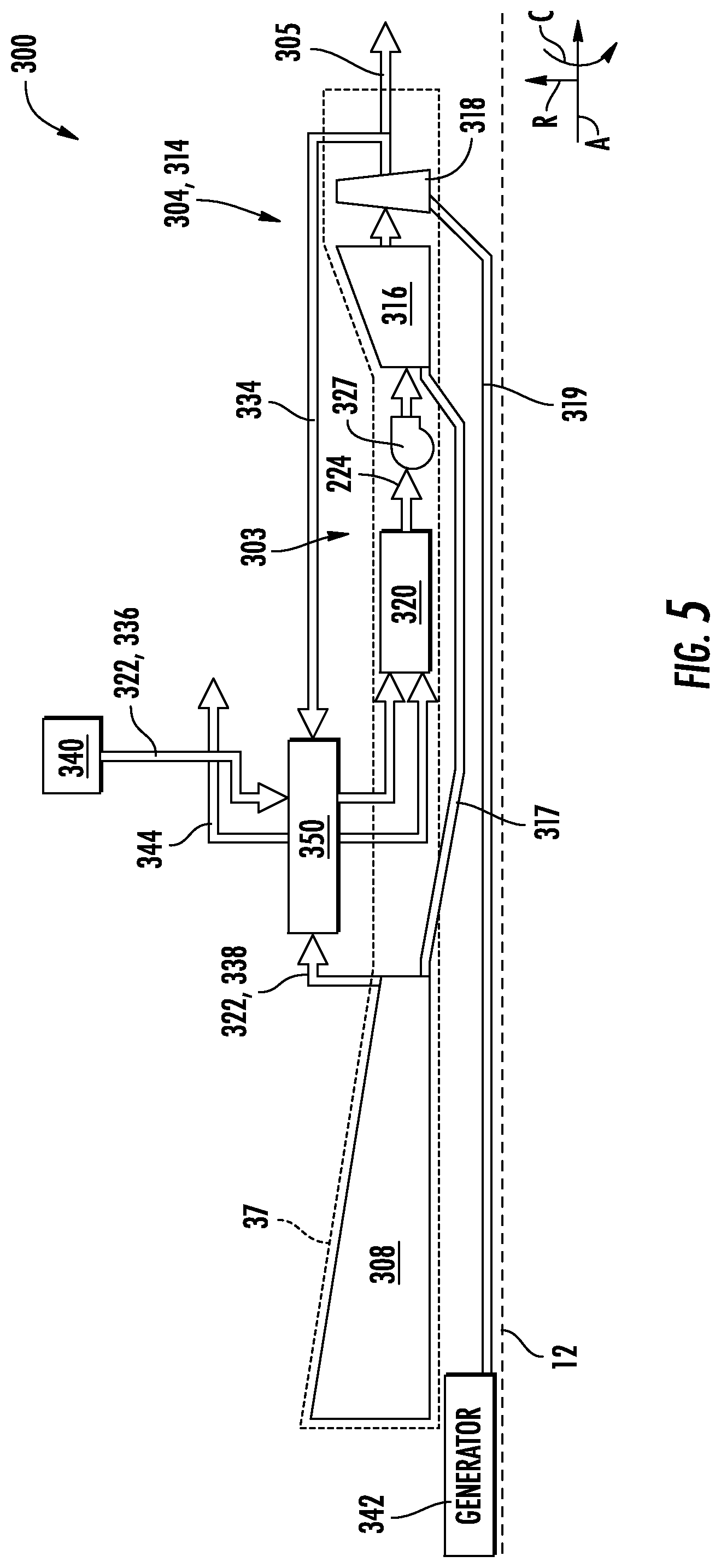 Patent US12326118 Figure 4 – Gas turbine engines with a fuel cell assembly