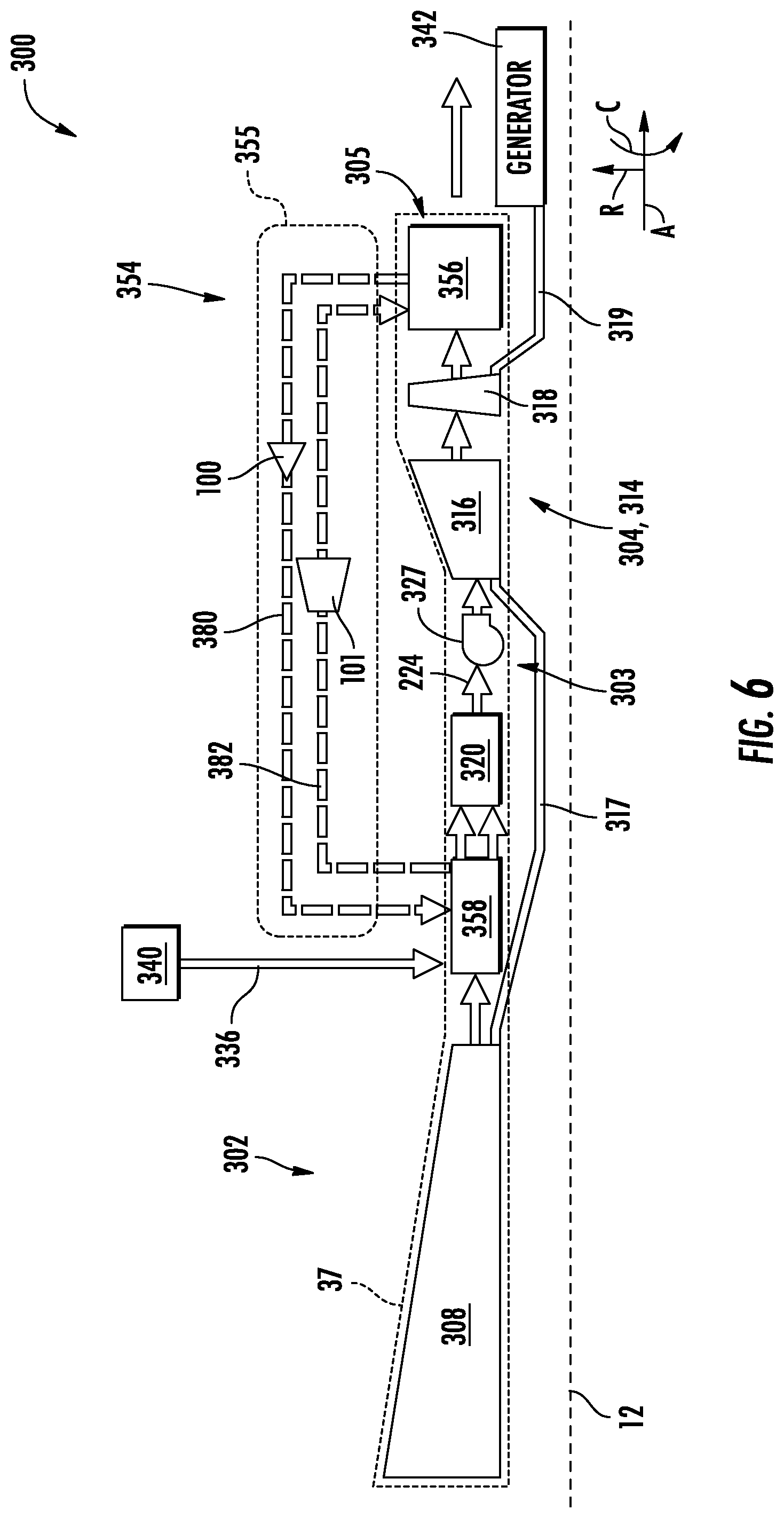 Patent US12326118 Figure 5 – Gas turbine engines with a fuel cell assembly