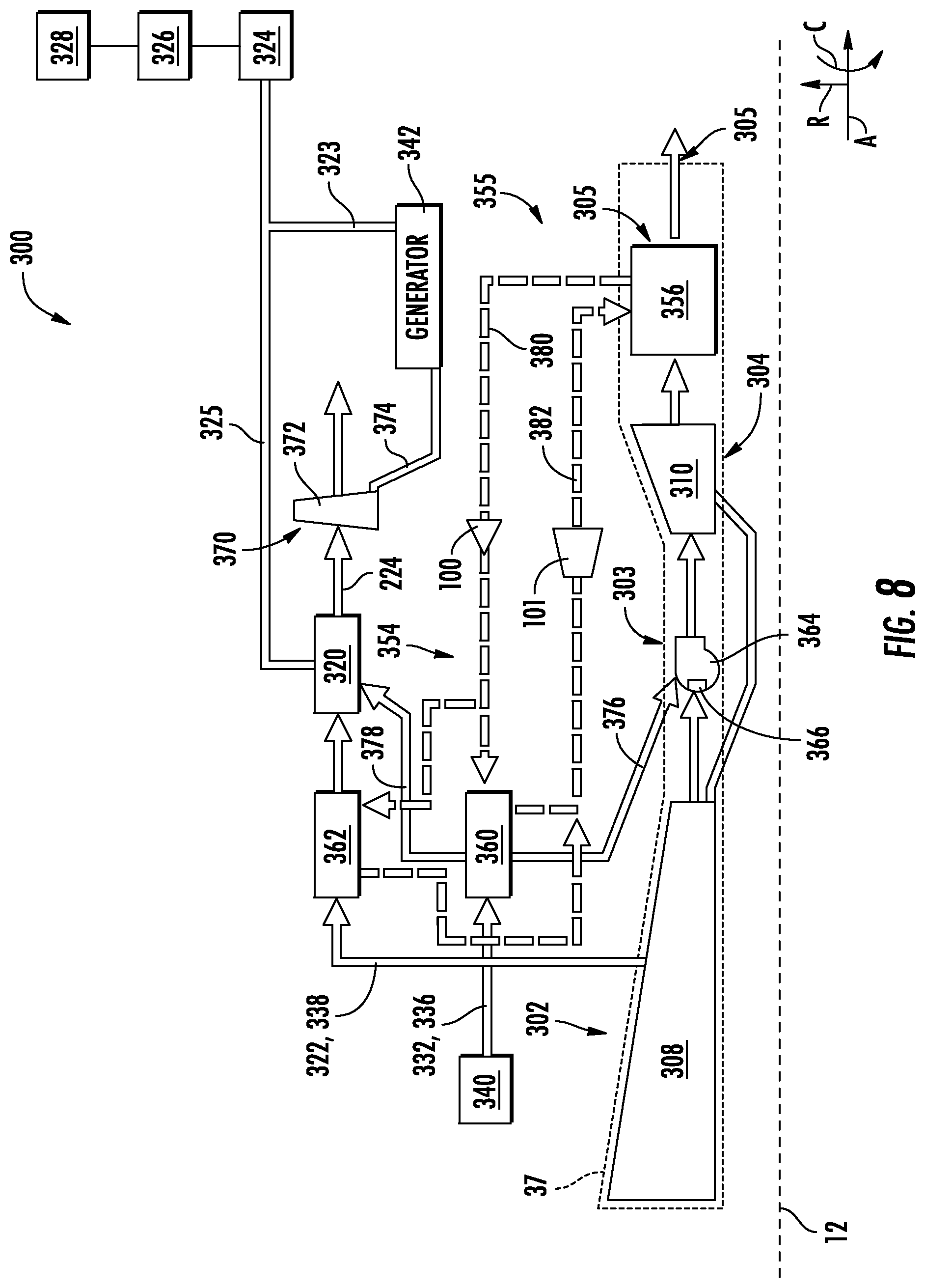 Patent US12326118 Figure 7 – Gas turbine engines with a fuel cell assembly