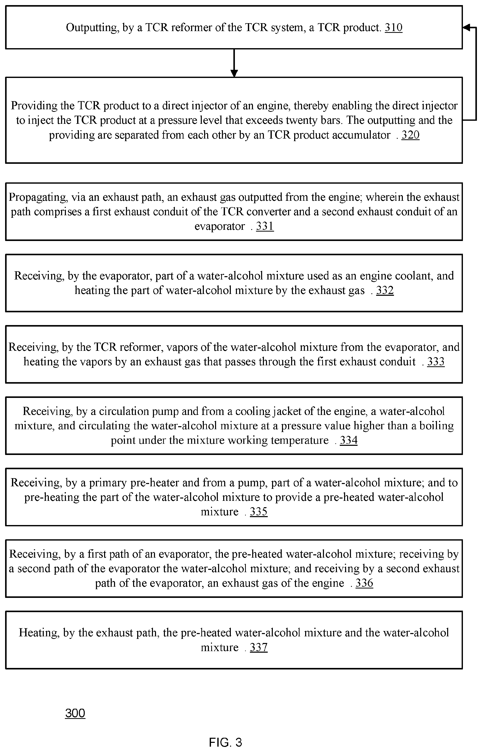 Patent US12326124 Figure 3 – Internal combustion engine with thermochemical recuperation of waste heat and a method for thermochemical recuperation